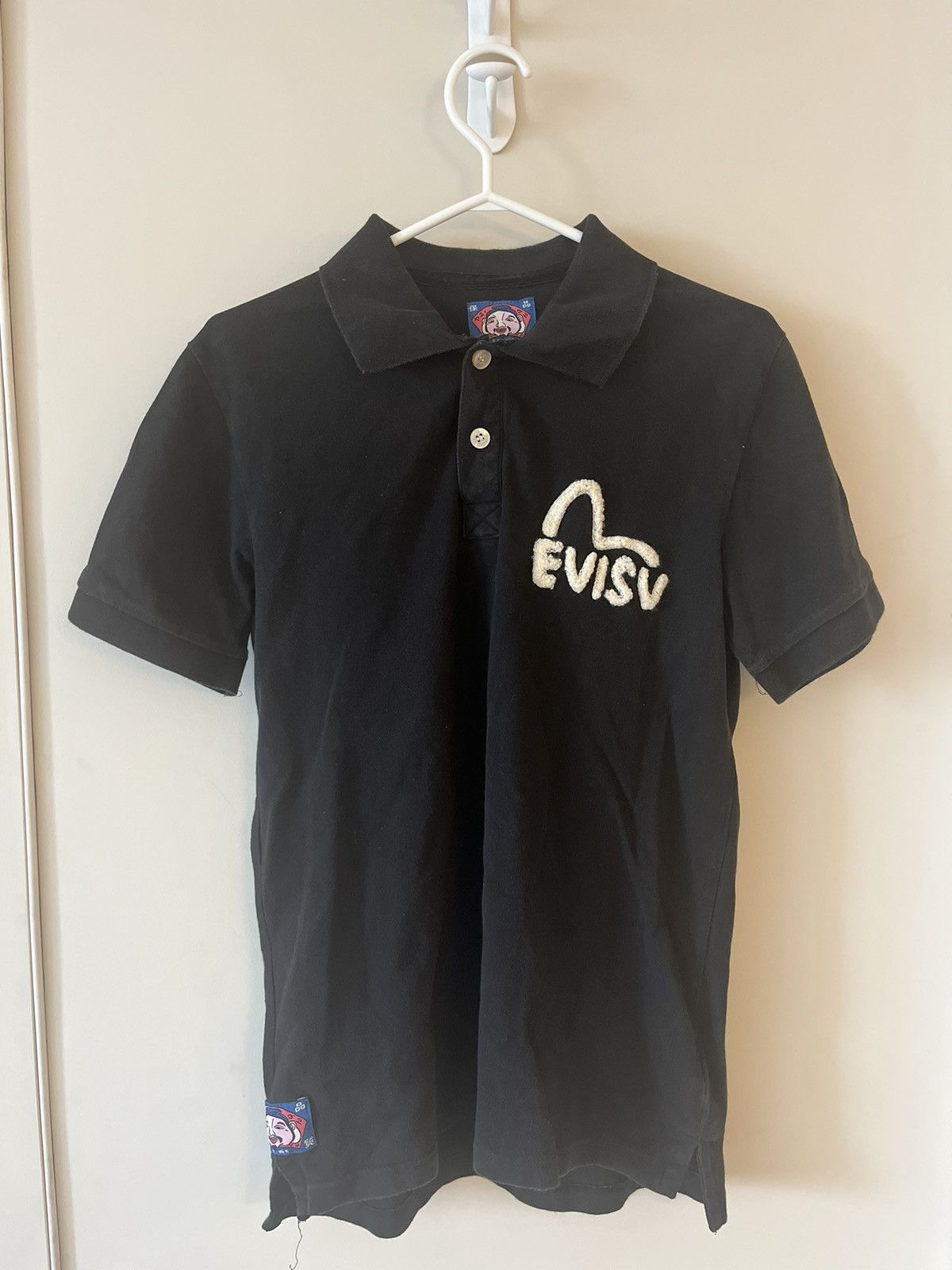 Pre-owned Evisu X Vintage Crazy Vintage Evisu Y2k Graphic Polo Shirt Japanese In Black