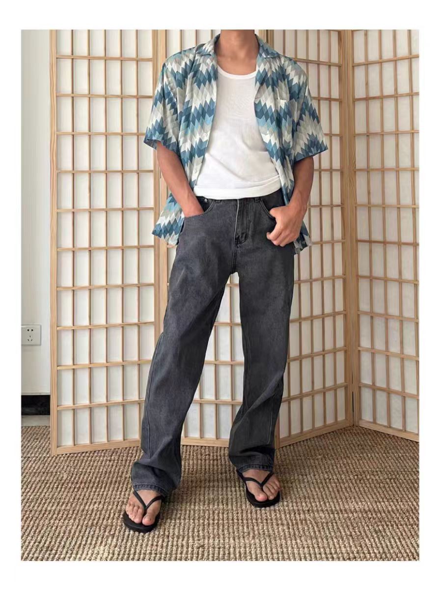 Japanese Brand × Jean Washed and Aged Black and Gray Relaxed Jeans Size US 30 / EU 46 - 1 Thumbnail