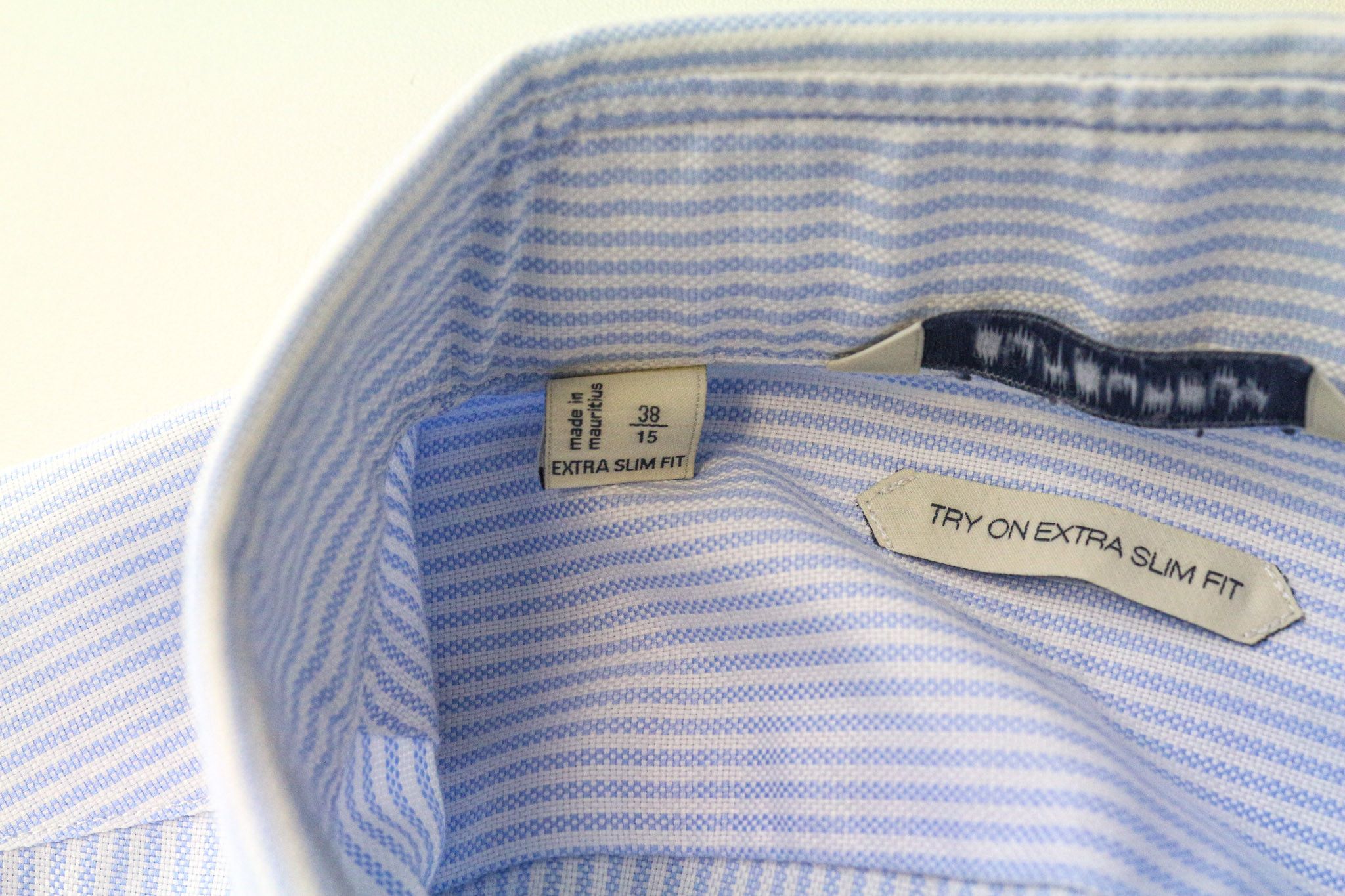 Suitsupply 38/15 Extra Slim Blue Cotton Stripe Shirt 79314 Size 38R - 5 Thumbnail