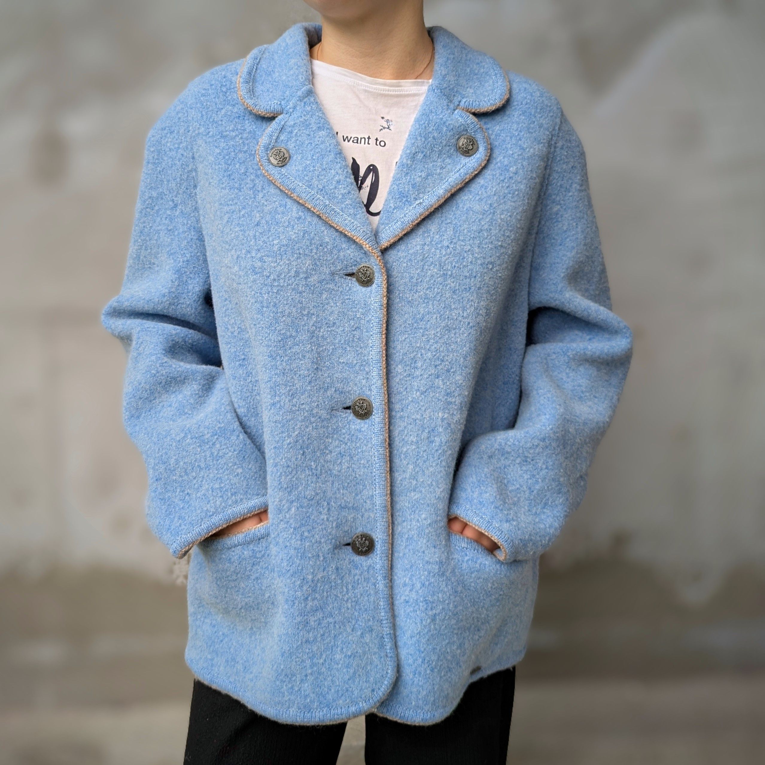 GIESSWEIN Giesswein Wool Blazer Blue US10 Vintage Austria Alpine Size L / US 10 / IT 46 - 2 Thumbnail