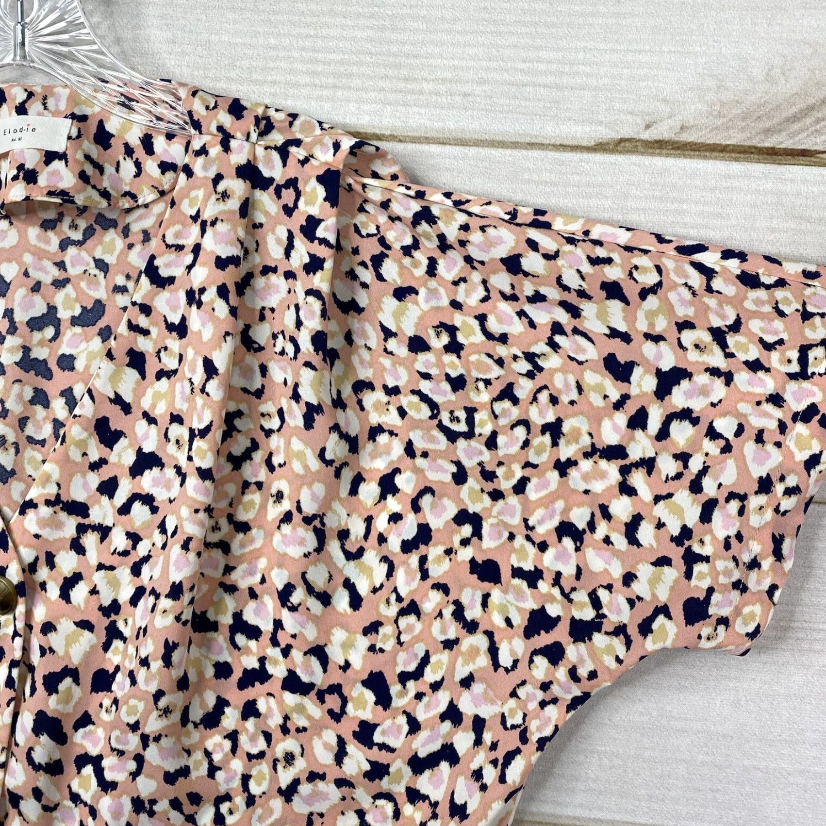 Vintage Elodie Pink Printed Button-Up Shirt Womens M Oversized Short Sleeve Puff Sleeve Casual 90s Theme Summer Size M / US 6-8 / IT 42-44 - 4 Thumbnail