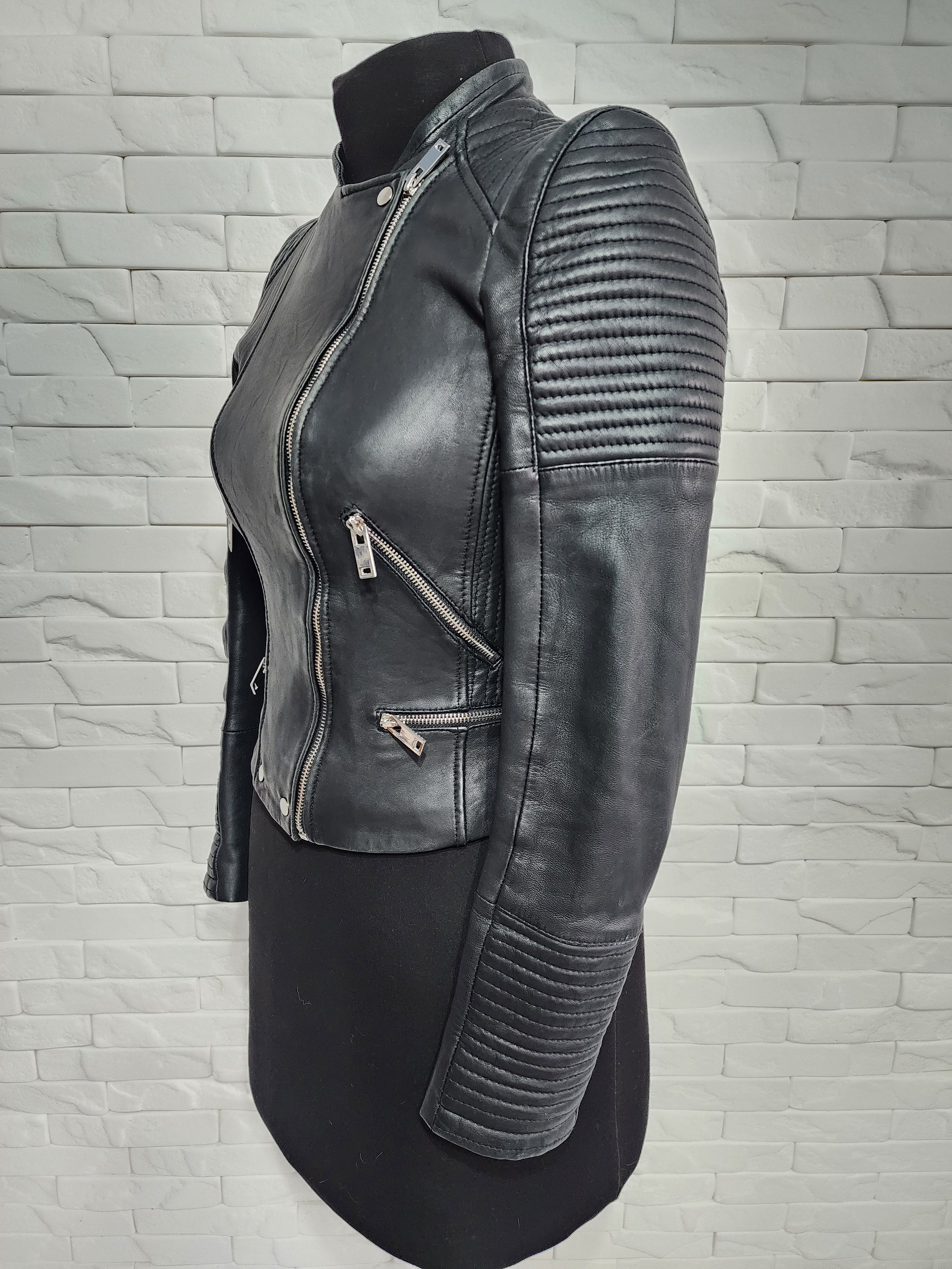 Genuine Leather Black leather women's jacket. Size S / US 4 / IT 40 - 2 Thumbnail