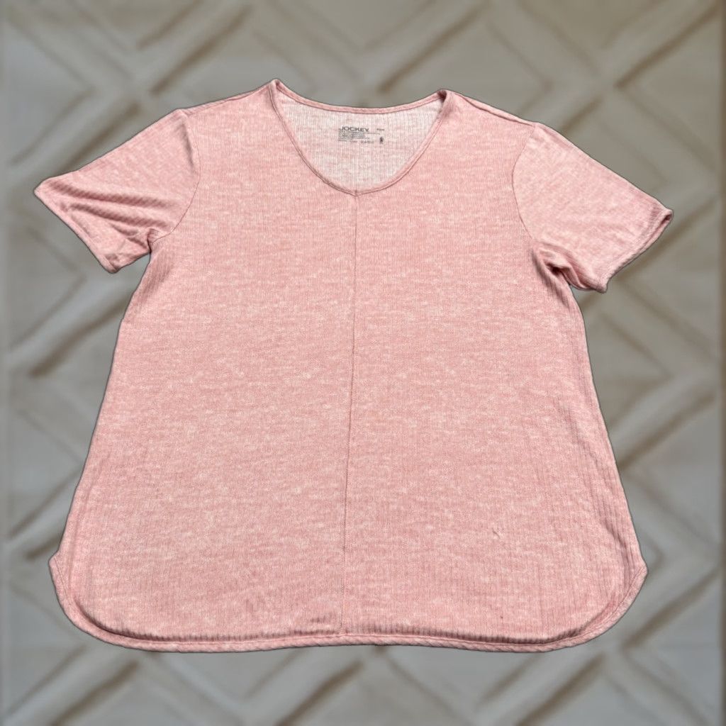 Jockey Jockey T-Shirt Womens Medium Pink Short Sleeve Ribbed Knit V-Neck Tee Size M / US 6-8 / IT 42-44 - 1 Thumbnail