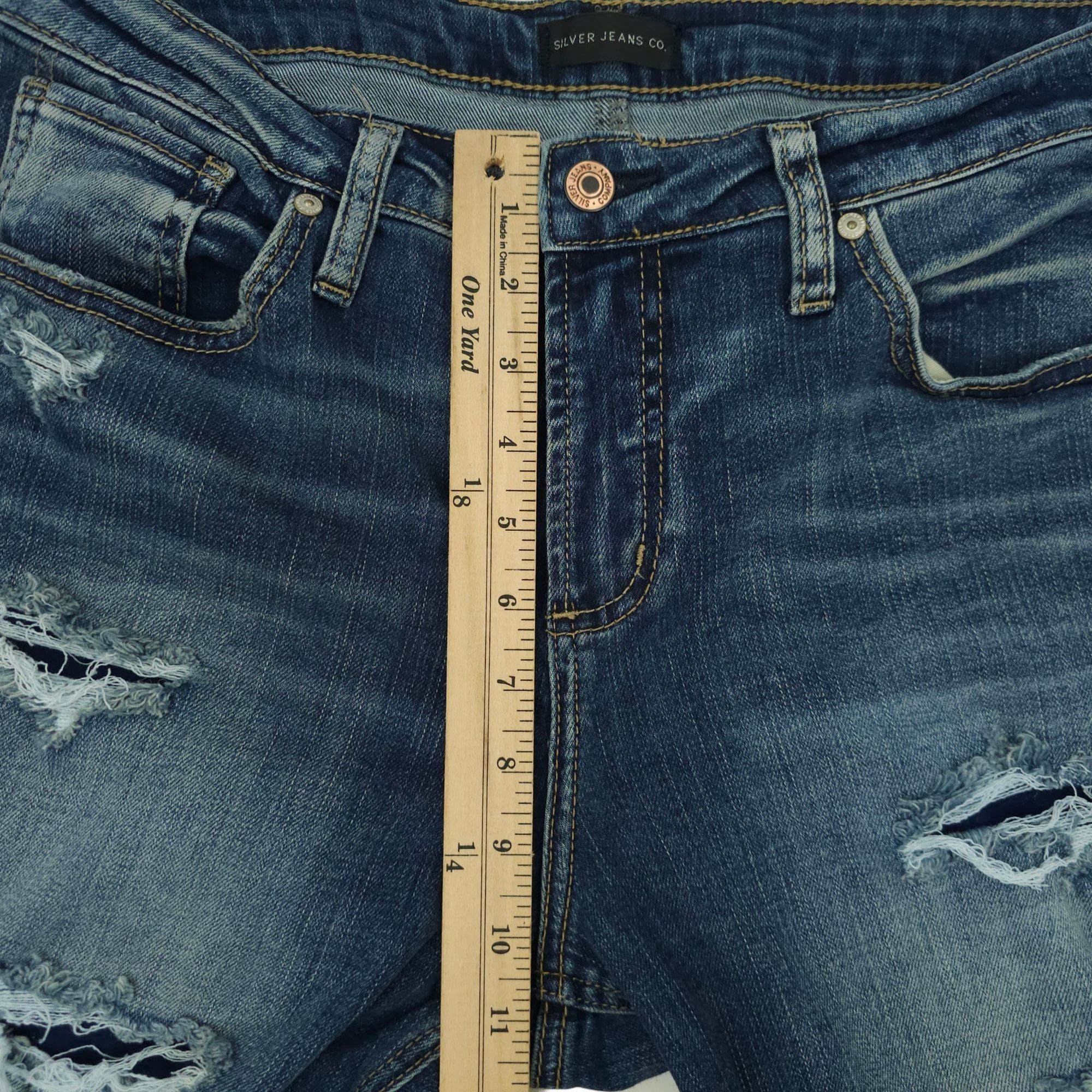 Silver Jeans Co. Silver Jeans Beau Denim Distressed Ripped Womens 31x28 Mid R Size 31" - 4 Thumbnail