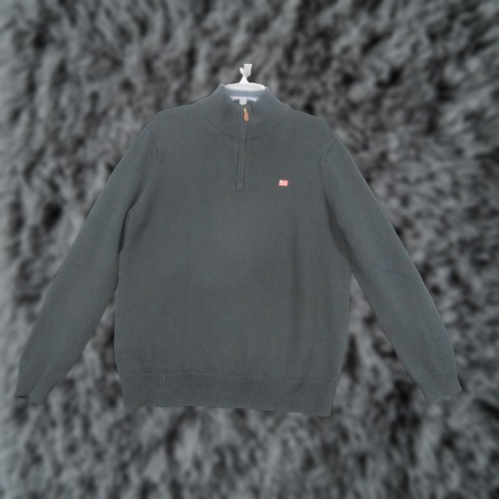 Vintage VINTAGE Polo Jeans Company Sweater Mens Medium Green 1/4 Zip Mock Neck USA Flag Logo Size US M / EU 48-50 / 2 - 1 Thumbnail