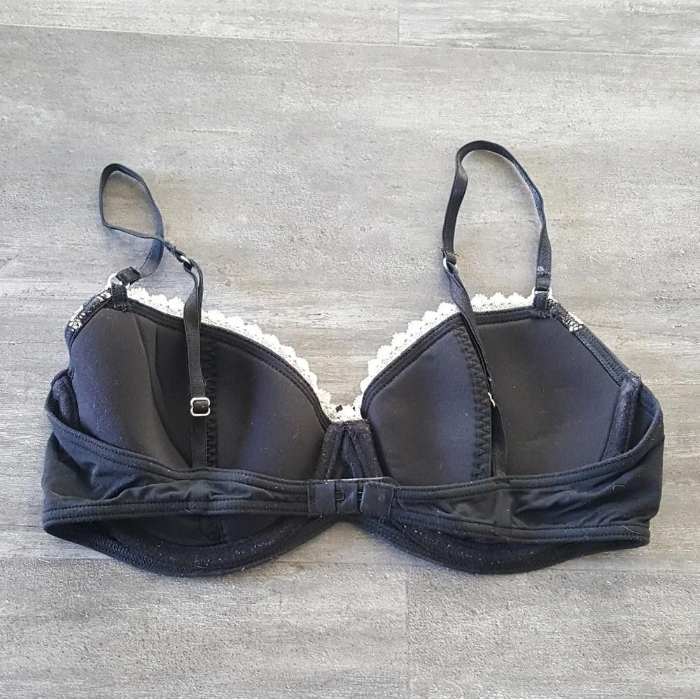 Designer Black White Lace Detailed Bra Size ONE SIZE - 2 Thumbnail