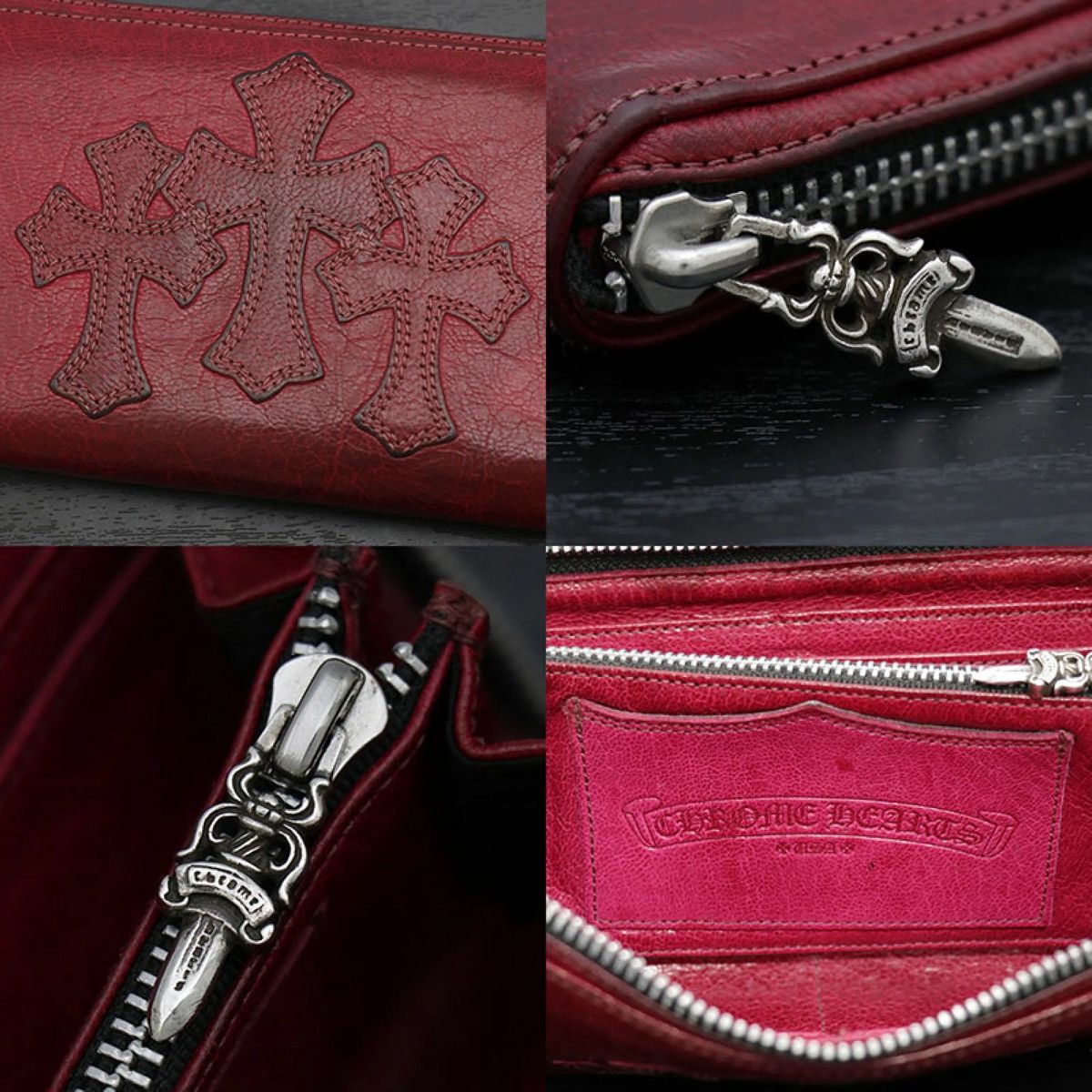 Chrome Hearts Chrome Hearts red cemetery triple cross leather patch wallet Size ONE SIZE - 5 Thumbnail