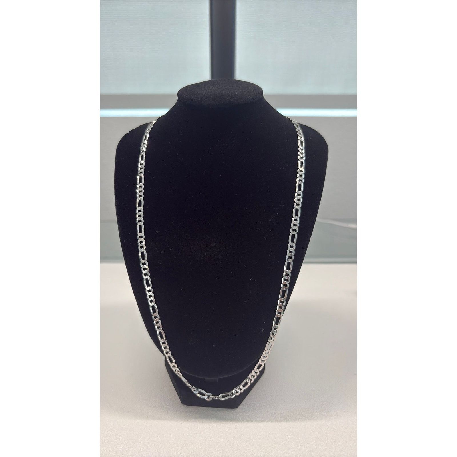 Other 22" Italy Rhodium Figaro Chain 12.5g Solid .925 Sterl Silver Size ONE SIZE - 1 Thumbnail