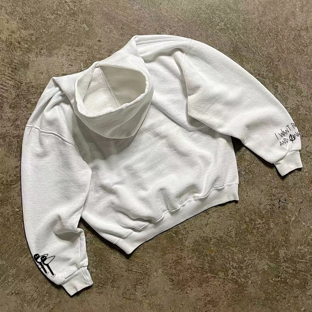 Designer × Japanese Brand White street fashion retro print cotton hoodie Size US L / EU 52-54 / 3 - 2 Thumbnail