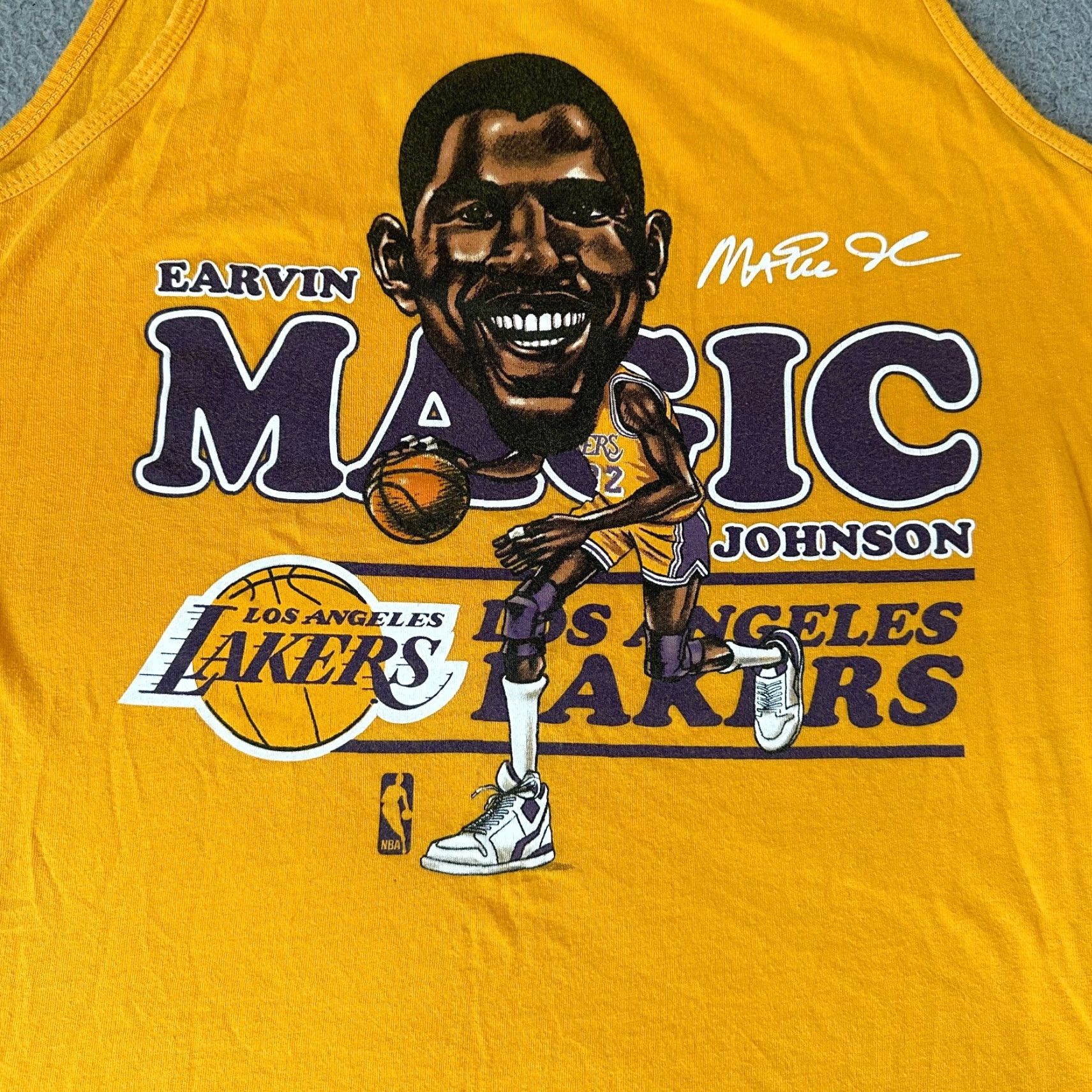 Mitchell & Ness Mitchell & Ness Magic Johnson Tank Top Adult Medium Gold Shirt Mens 90s USA Crew Neck Sleeveless Cotton Polyester Logo Athletic Short Sleeve T-Shirt Size US M / EU 48-50 / 2 - 2 Thumbnail