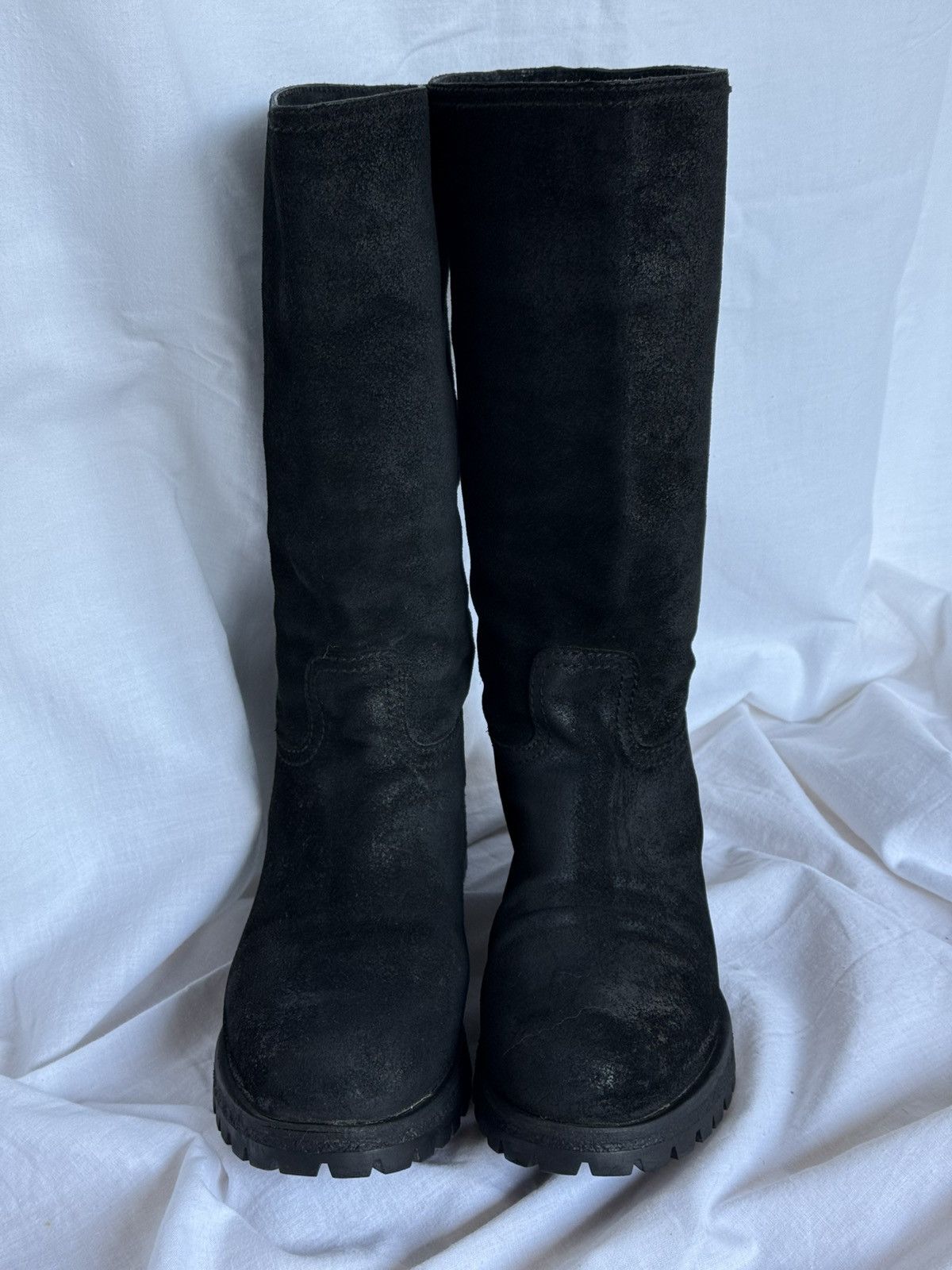 Prada RARE 🚨Prada Vintage Chunky Suede Black Biker Boots Size US 6.5 / IT 36.5 - 3 Thumbnail