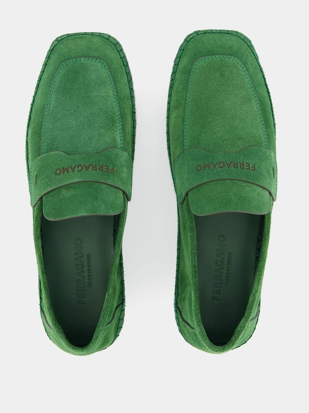 Salvatore Ferragamo o1s1rm0924 Suede Loafers in Green Size US 6 / EU 39 - 6 Thumbnail