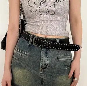Japanese Brand Punk Grunge Studded Round Nails Metal Leather Belt Size ONE SIZE - 3 Thumbnail