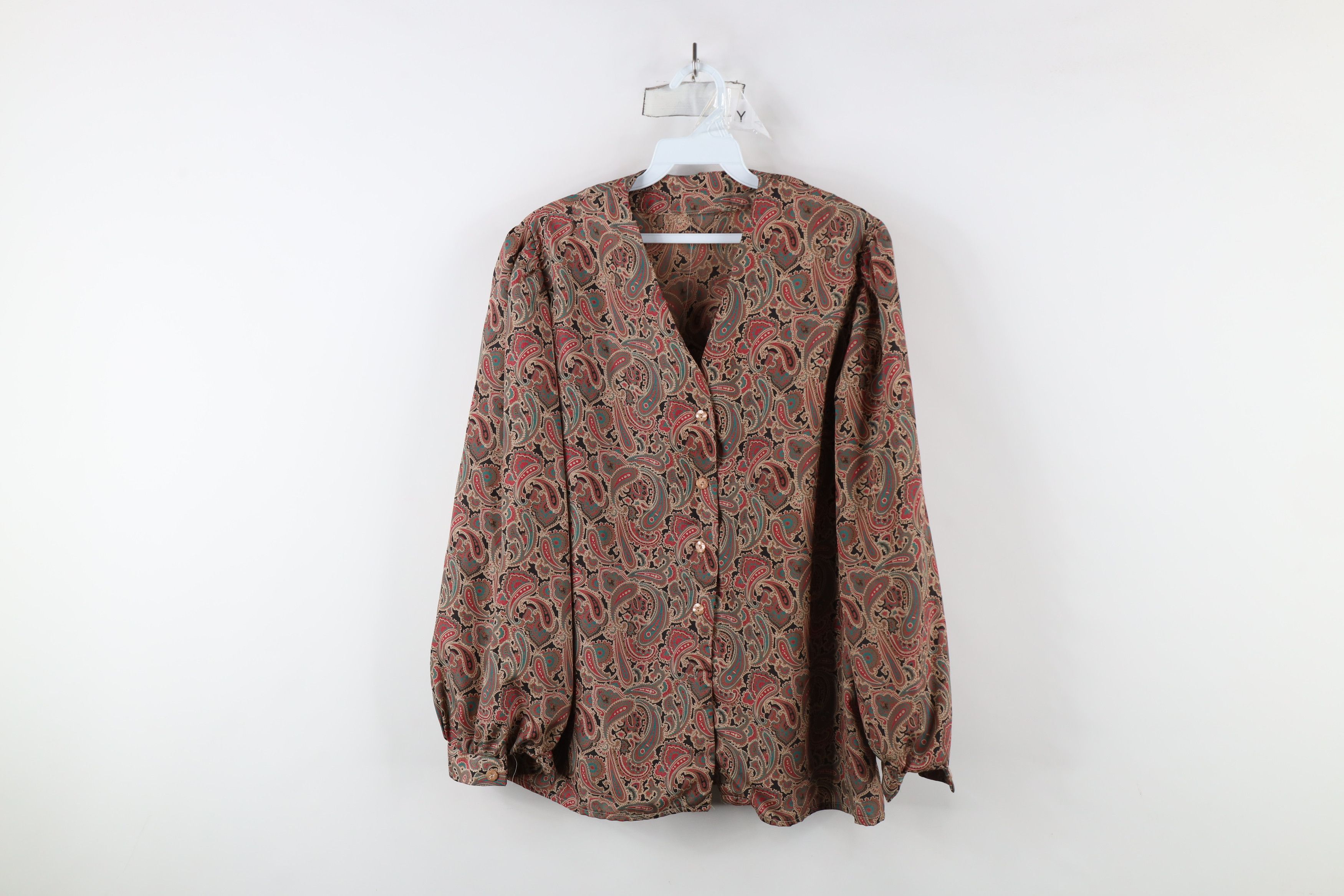 Vintage Vintage 90s Streetwear Paisley Button Shirt Puff Sleeve Size L / US 10 / IT 46 - 1 Thumbnail