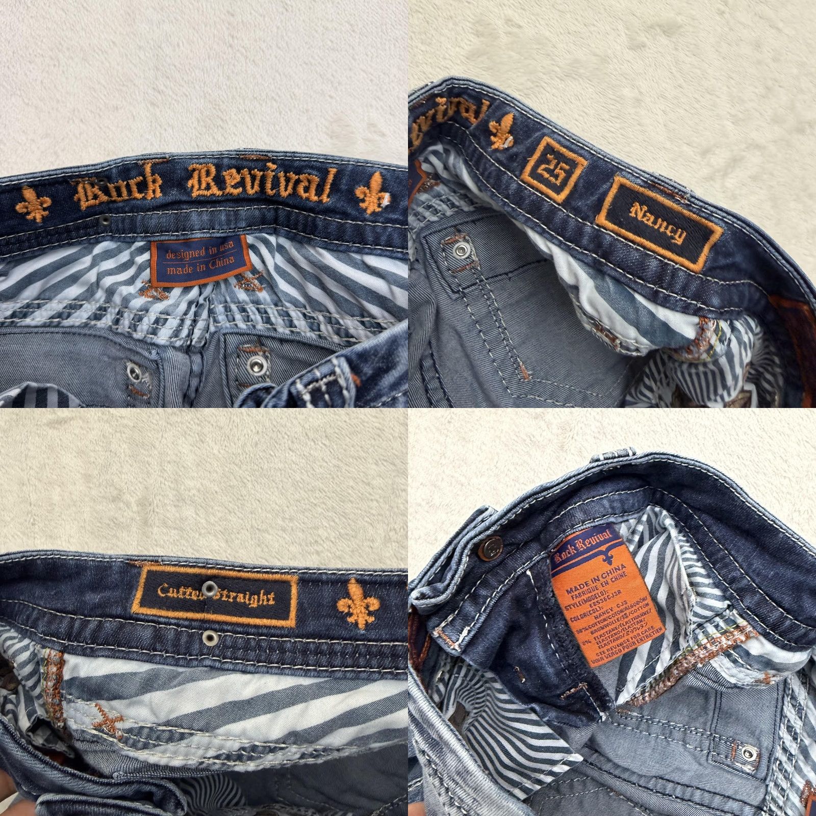 Vintage VINTAGE Rock Revival Nancy Jeans Womens 26x30 Blue Straight Distressed Embellished Denim Size 42" / US 20 - 10 Thumbnail