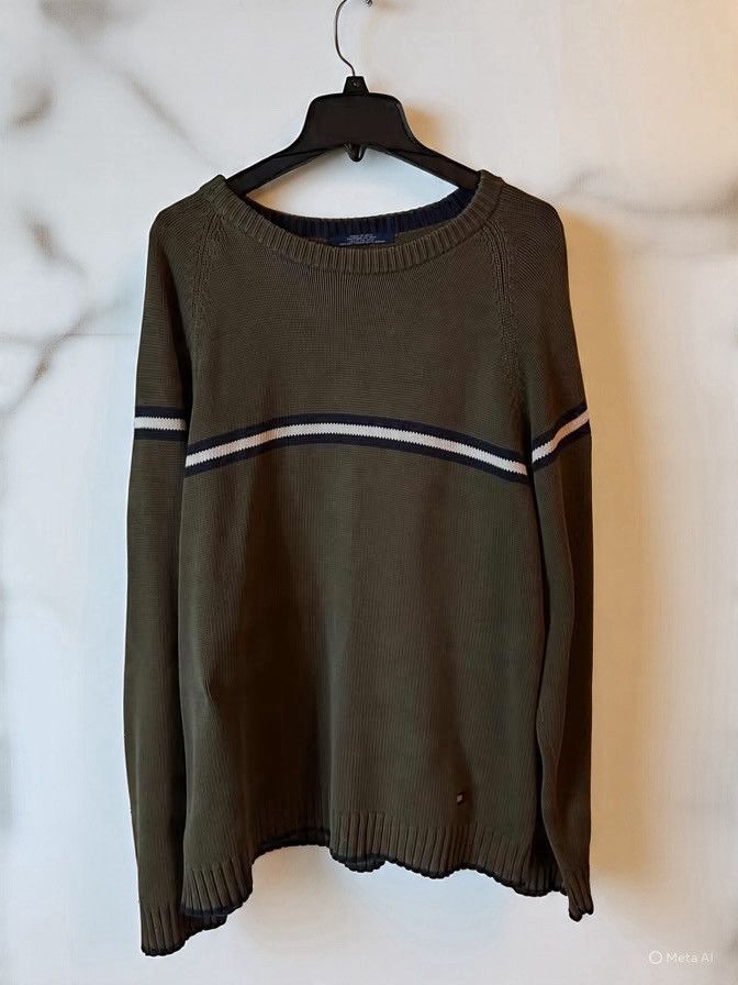 Tommy Hilfiger Archive Tommy Hilfiger Oversized Green Knit Sweater Size US L / EU 52-54 / 3 - 1 Thumbnail