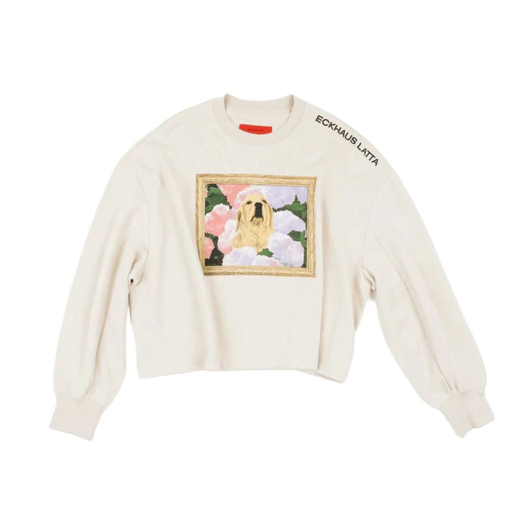 Eckhaus Latta o1mle0524 Cropped Sweatshirt in Cream Size XS / US 0-2 / IT 36-38 - 1 Thumbnail