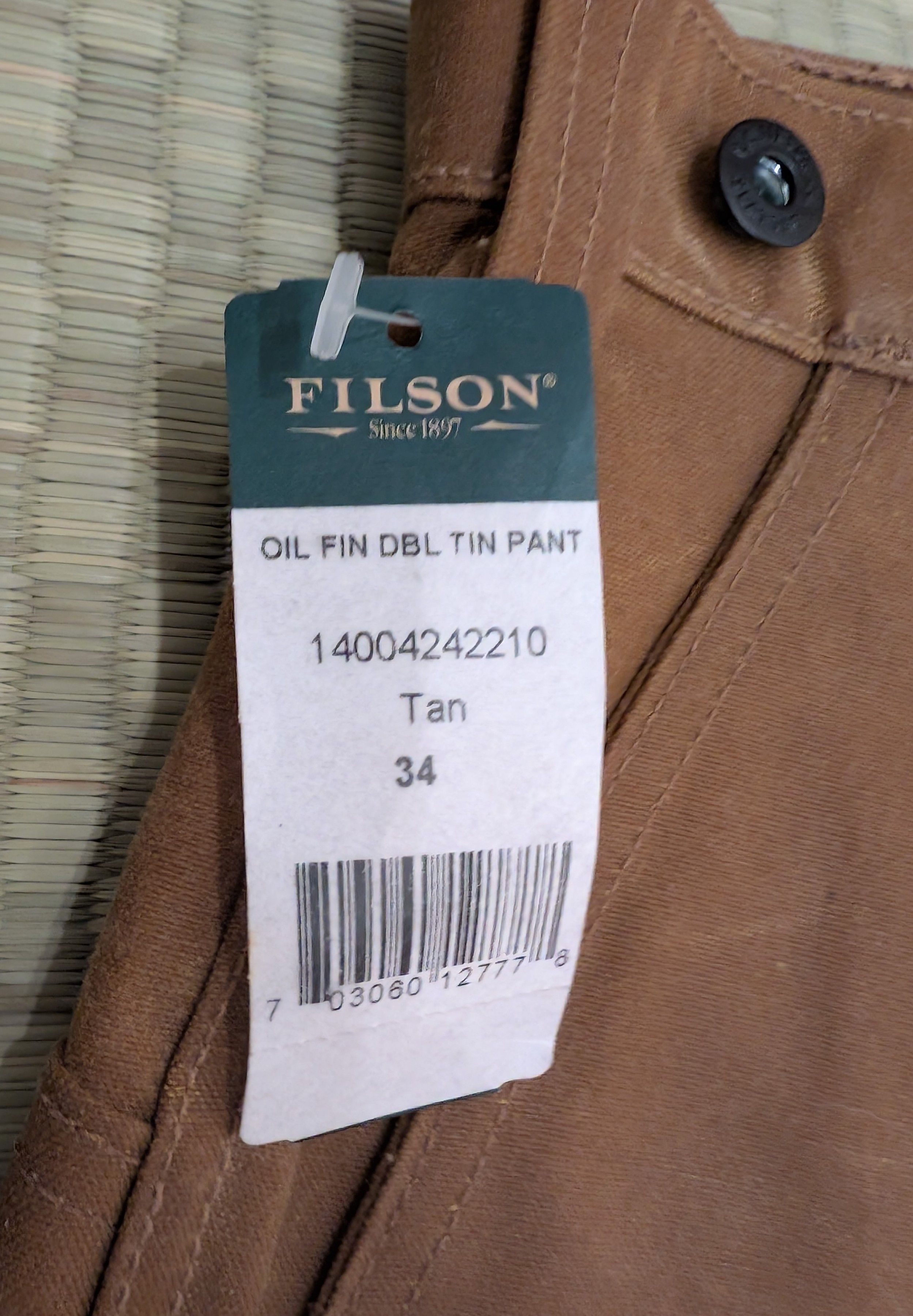 Filson NWT Filson Oil Finish Double Tin Cloth Pants Made in USA Size US 34 / EU 50 - 3 Thumbnail