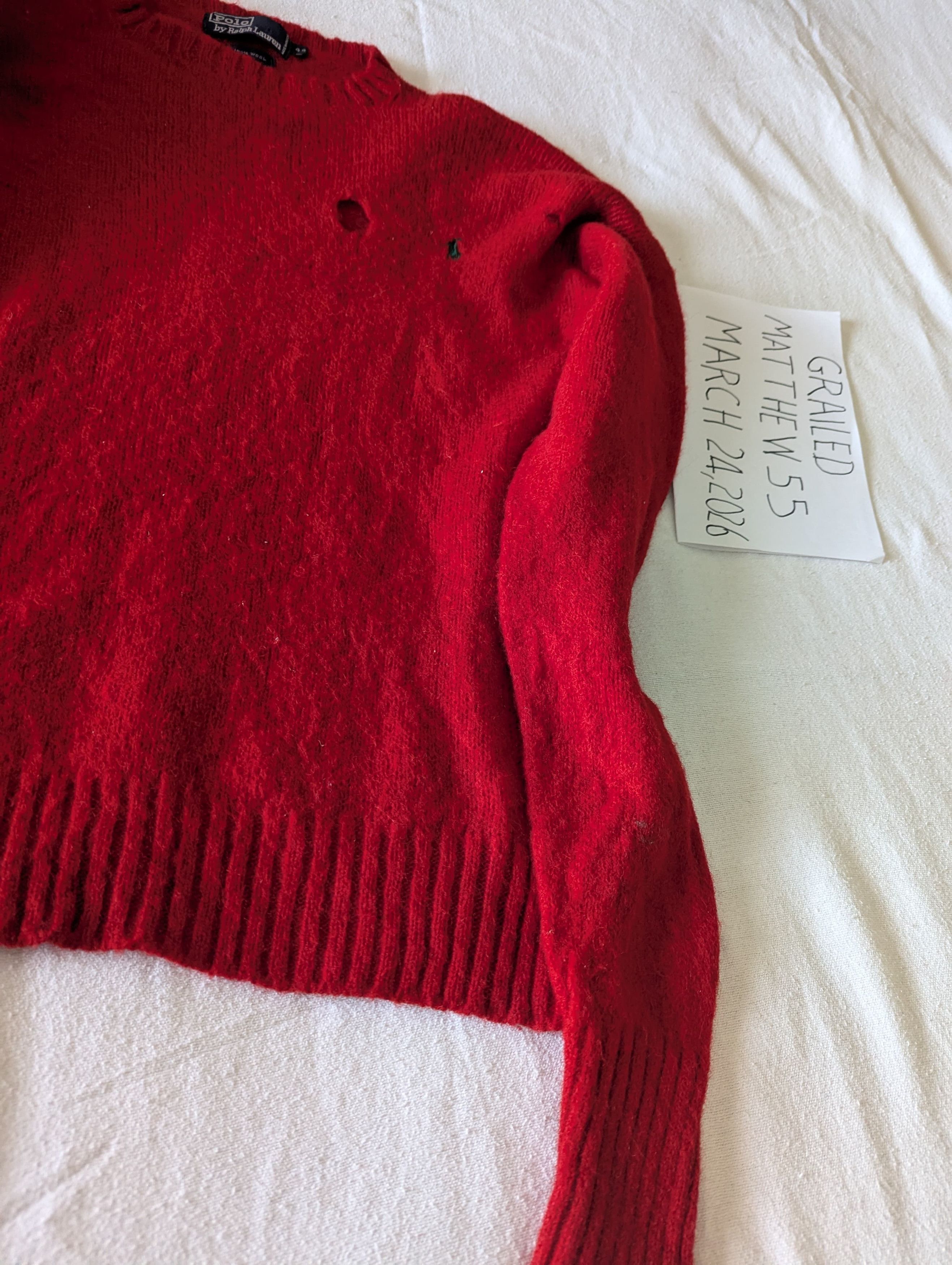 Polo Ralph Lauren Vintage 70th Wool Sweater with 3 holes. Size US L / EU 52-54 / 3 - 3 Thumbnail