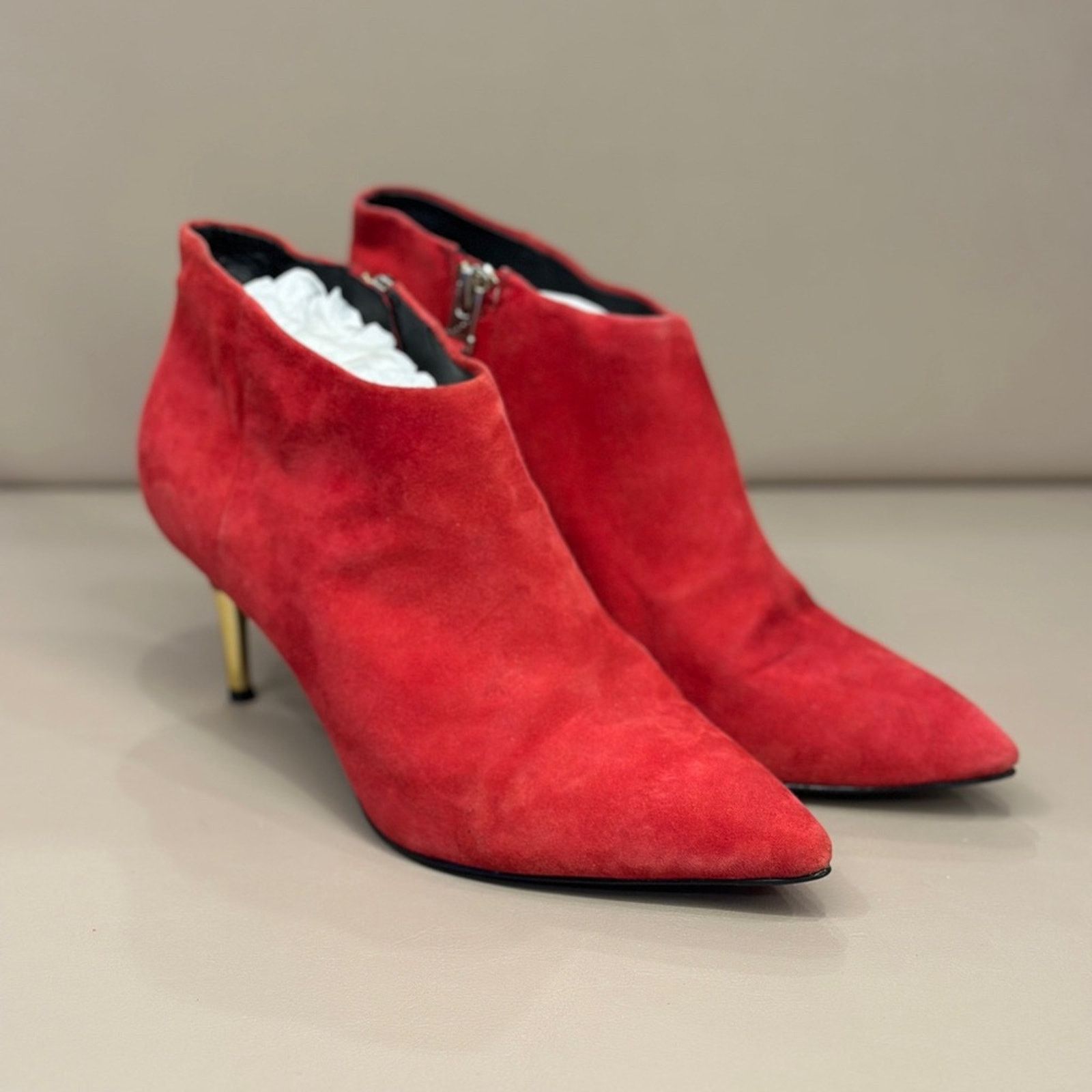 Brian Atwood Brian Atwood Mcalester Red Suede Ankle Boots Size US 7.5 / IT 37.5 - 5 Thumbnail