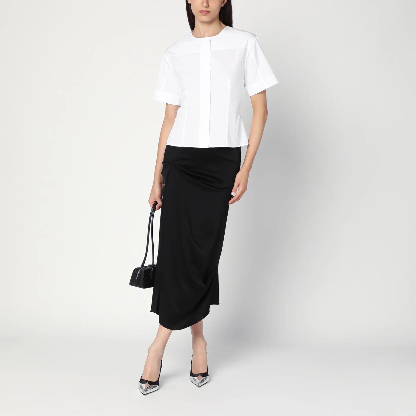 Alexander McQueen o1d2blof0426 Poplin Corset Shirt in White Size M / US 6-8 / IT 42-44 - 2 Thumbnail