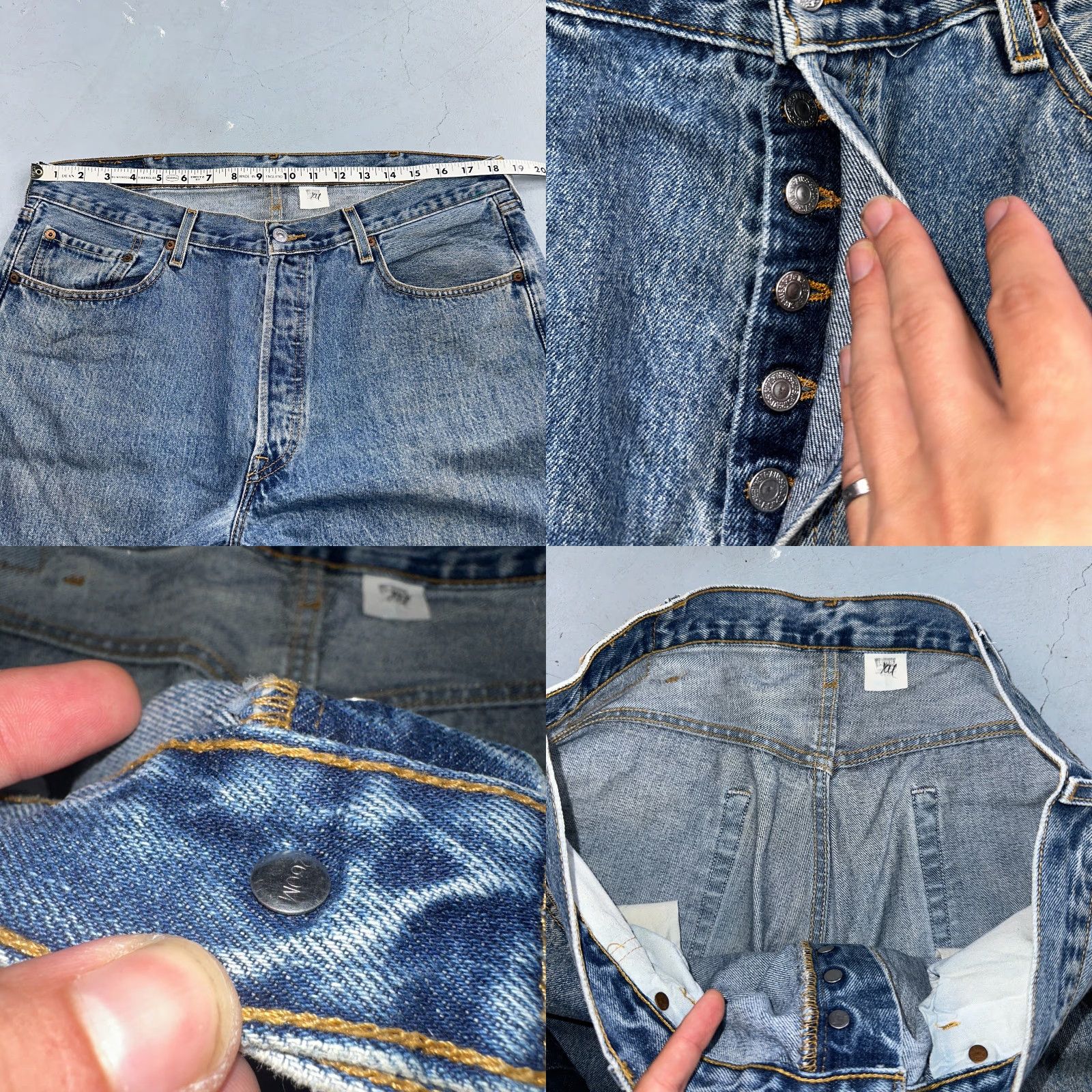 Levi's VINTAGE Levi's 501 Jeans Men Straight Leg 38x30 Light Wash 90s USA Fashion Size US 38 / EU 54 - 8 Thumbnail