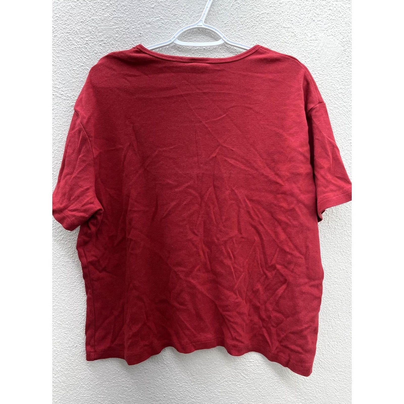 CO Womens AE Sport & Co Blouse Size 3X Red Ribbed Short Sleeve Shirt Womens Plus 3X Red Short Sleeve Blouse Size XXL / US 16-18 / IT 52-54 - 7 Thumbnail
