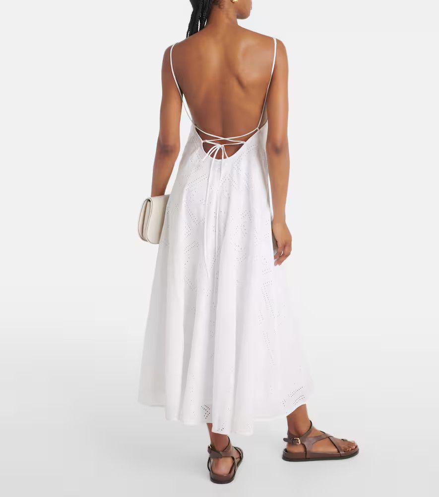 Tory Burch o1s22i1n1024 Midi Lace Dress in White Size M / US 6-8 / IT 42-44 - 3 Thumbnail