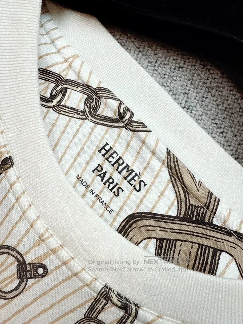 Other Hermes Classic Beige Short-Sleeve T-Shirt with Lock Closur Size XS / US 0-2 / IT 36-38 - 4 Thumbnail
