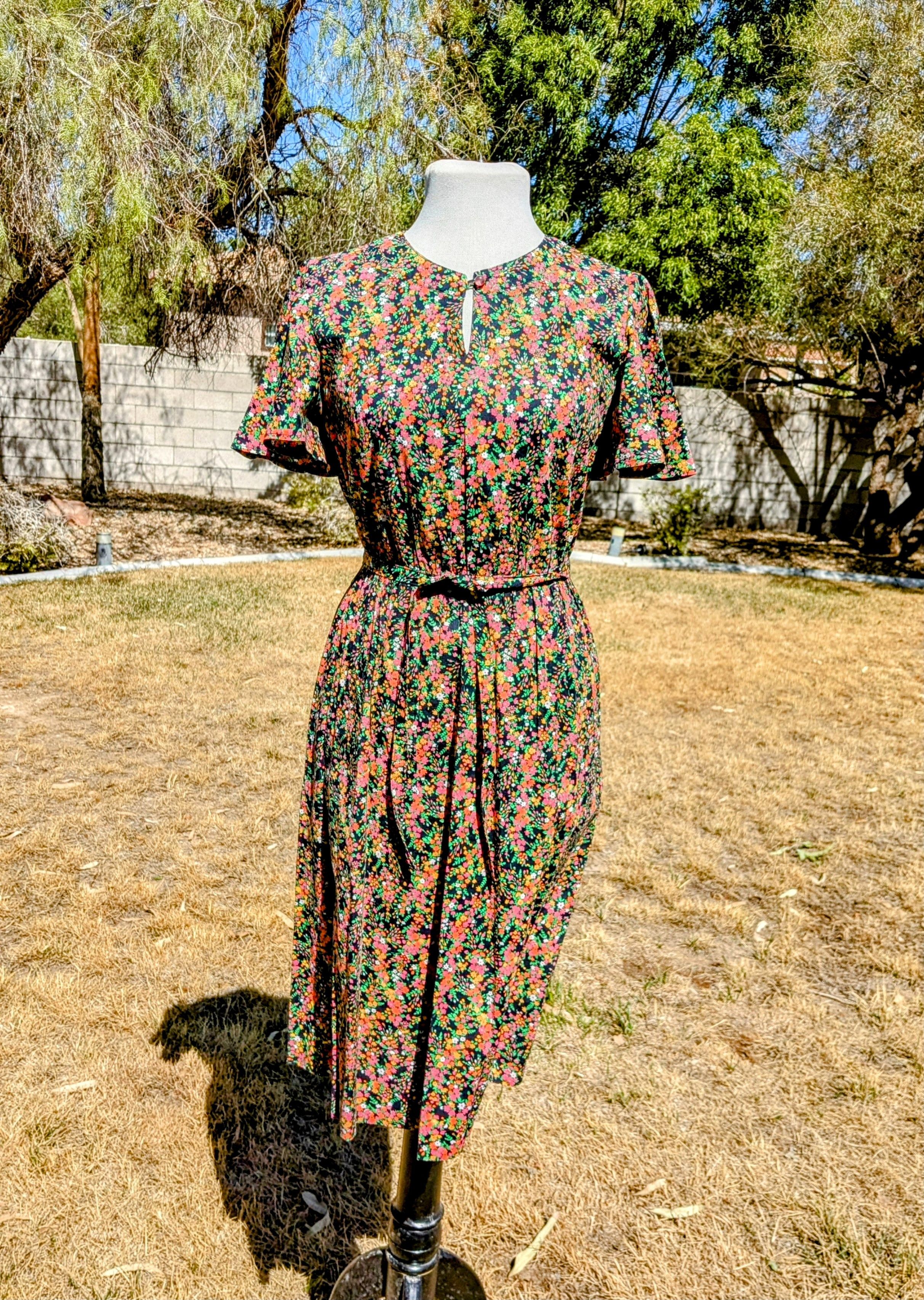 Other 1980s Floral VTG Pour Toi Blouson Fit&Flare Petite Dress EUC Size S / US 4 / IT 40 - 1 Thumbnail