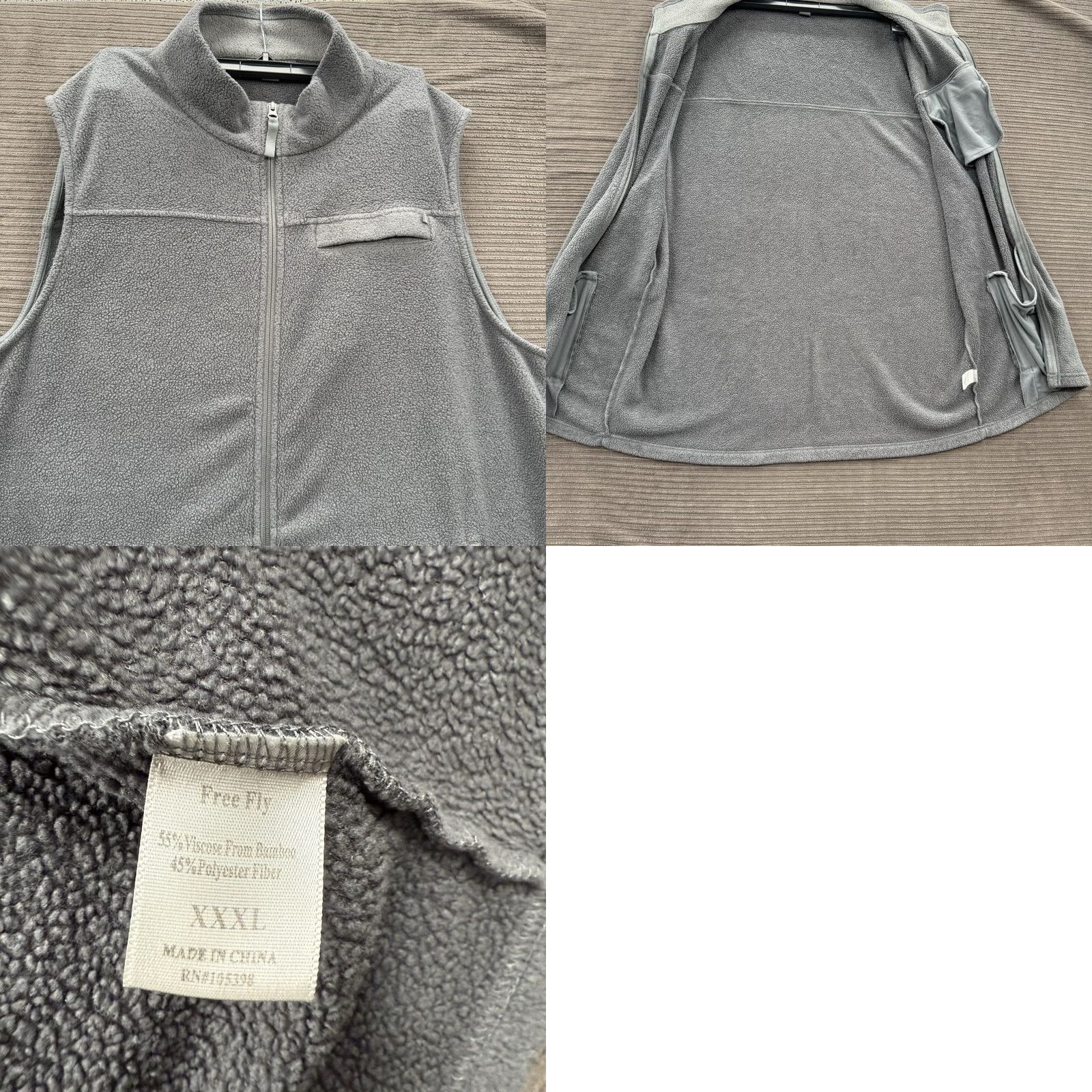 Vintage Free Fly Vest Men 3XL Gray Bamboo Outdoors Hiking Exploring Fishing Casual Fleece Vest Regular Big & Tall Zip Full Zip Lightweight Solid Outdoor Men Size US XXL / EU 58 / 5 - 8 Thumbnail