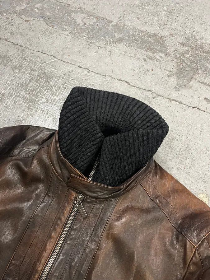 Dirk Bikkembergs AW2007 Dirk Bikkembergs Layered High Collar Brown Leather Jacket Size US M / EU 48-50 / 2 - 5 Thumbnail