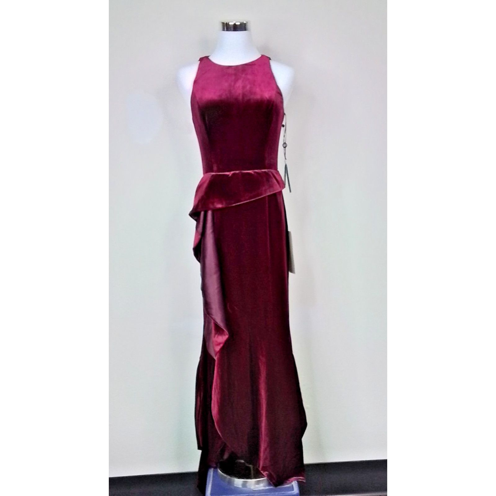 Adrianna Papell Adrianna Papell NWT Dress Women's 2 Burgundy Velvet Cascade Size XS / US 0-2 / IT 36-38 - 2 Thumbnail