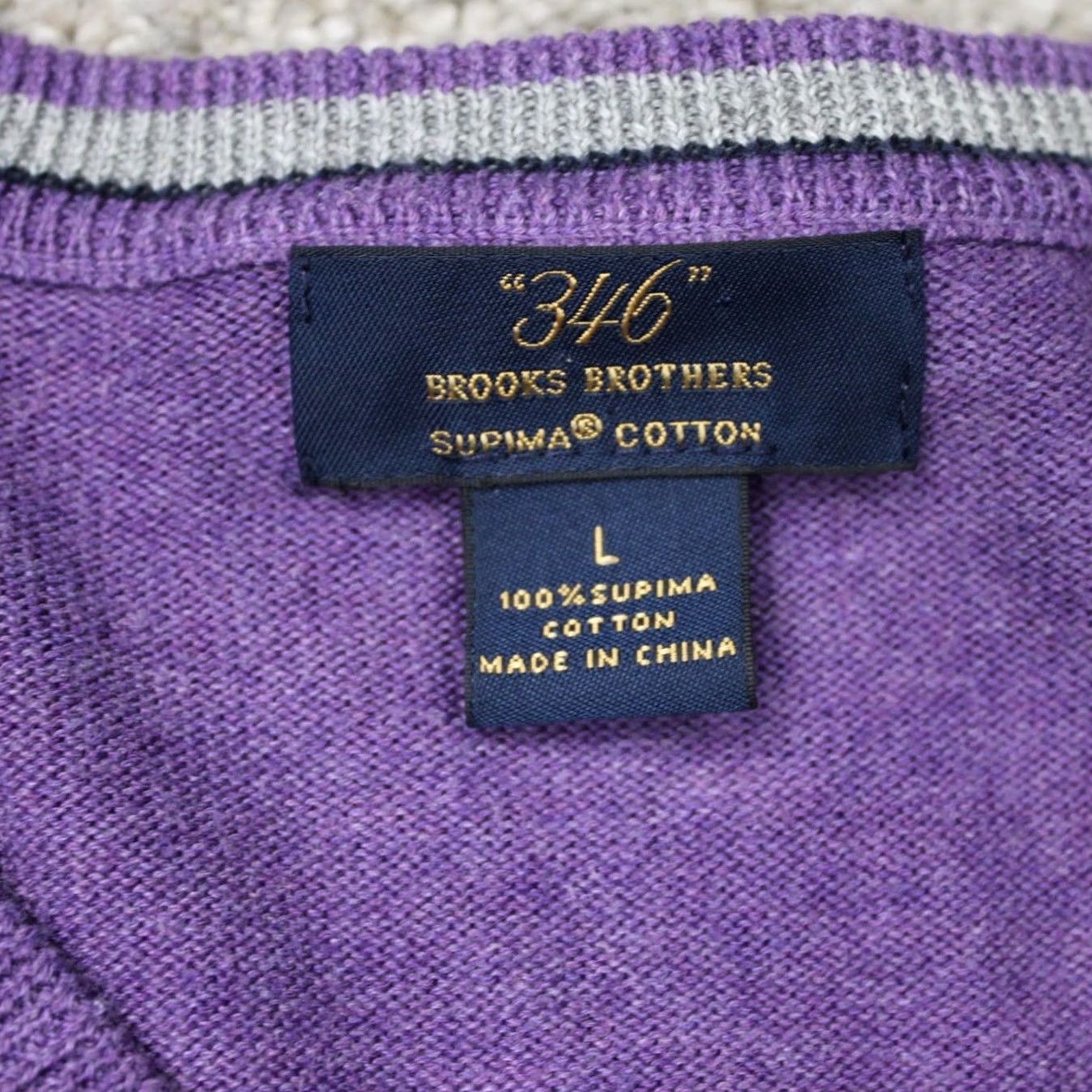 Brooks Brothers Brooks Brothers Sweater Mens Large Purple V-Neck Supima Cotton Pullover Knit Tight-Knit Classic Winter Fall Spring Summer Shirt Mens Size US L / EU 52-54 / 3 - 6 Thumbnail