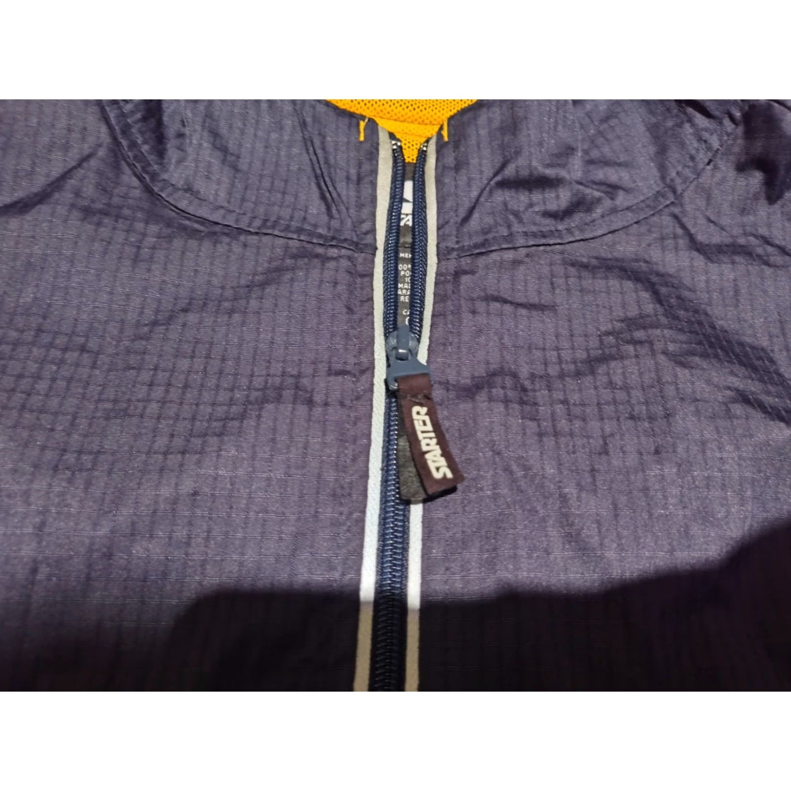 Starter VINTAGE Starter Windbreaker Jacket Mens Large Navy Blue 1/2 Zip Hooded Breathable Lightweight Logo Zipper Embroidered Size US L / EU 52-54 / 3 - 5 Thumbnail