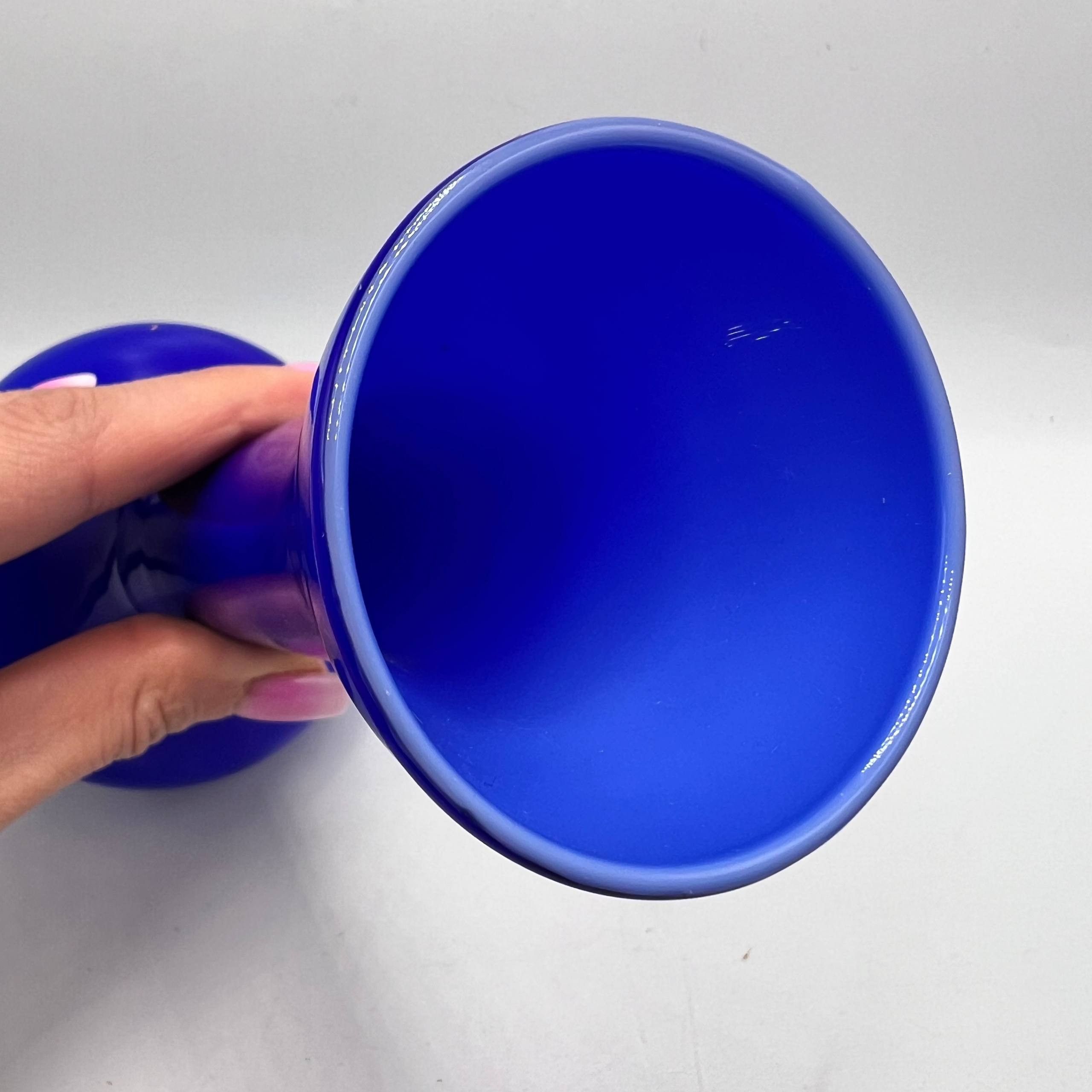 Vintage Vintage Cobalt Blue Glass Vase 21 cm – Ukrainian Art Glass Size ONE SIZE - 9 Thumbnail