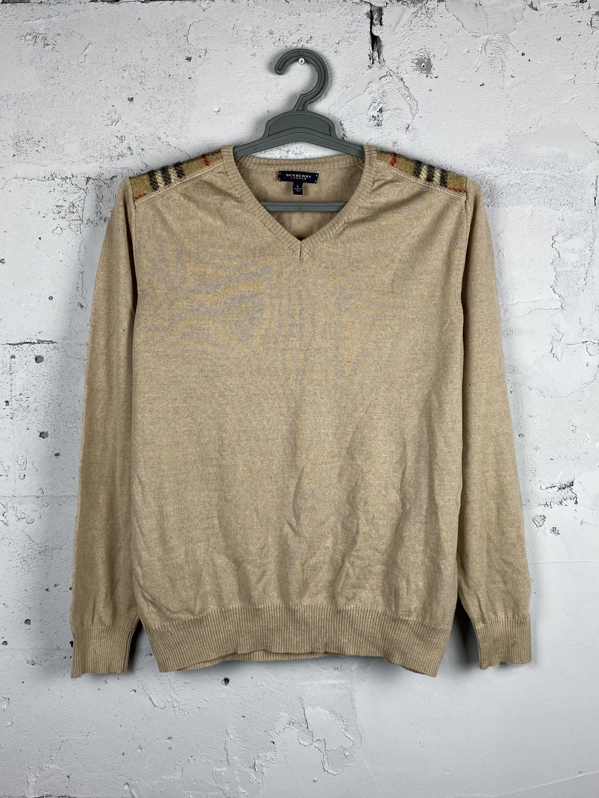Burberry Burberry Wool Sweater V Neck Made in Italy Nova Check Size US L / EU 52-54 / 3 - 1 Thumbnail