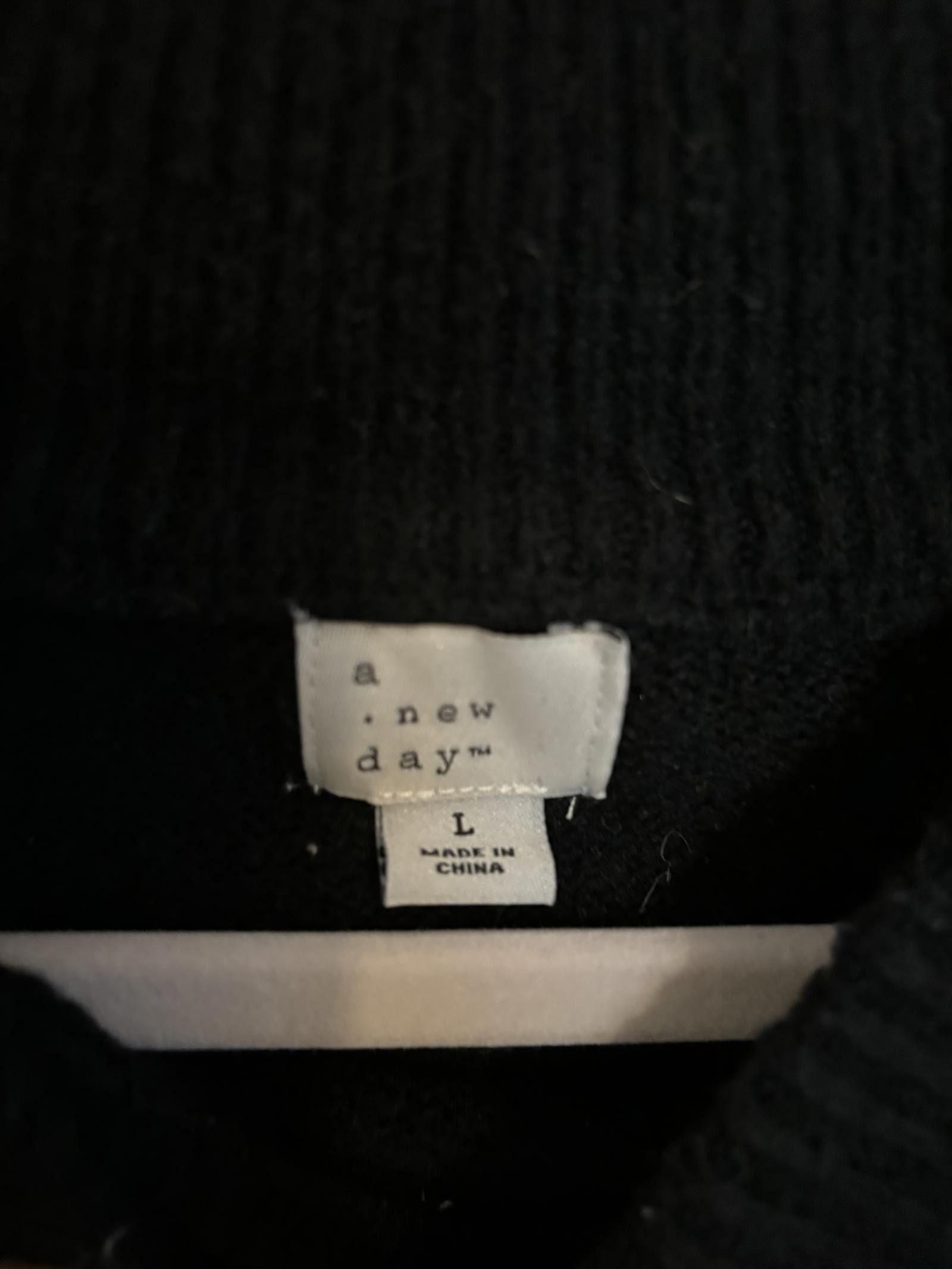 Designer NWOT A New Day Black Sweater with 'BONJOUR' Graphic Size L / US 10 / IT 46 - 4 Thumbnail
