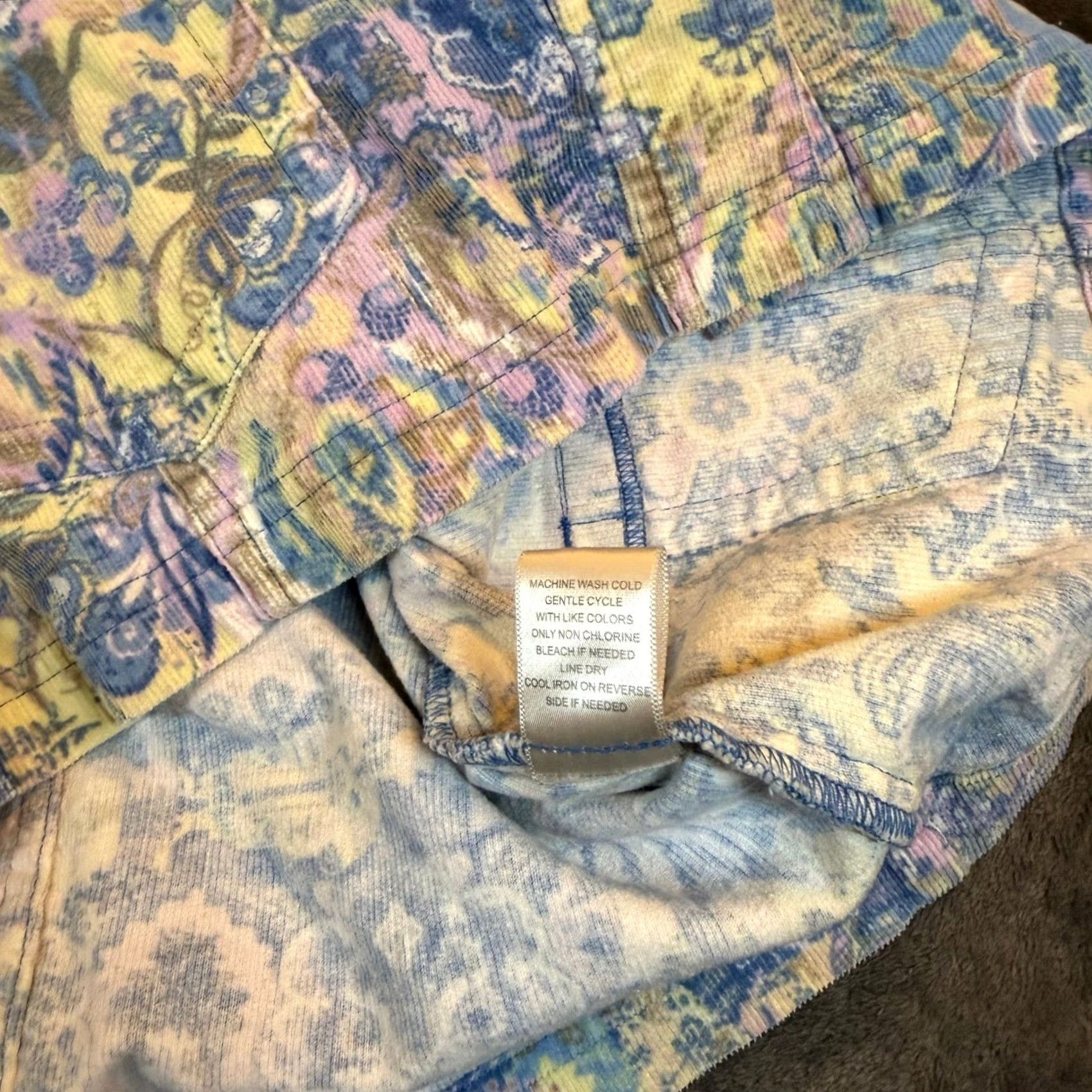 Vintage Christopher & Banks Jacket Womens Large Blue Yellow Paisley Corduroy Stretch Button Front Collared Pockets Short Length Size L / US 10 / IT 46 - 6 Thumbnail