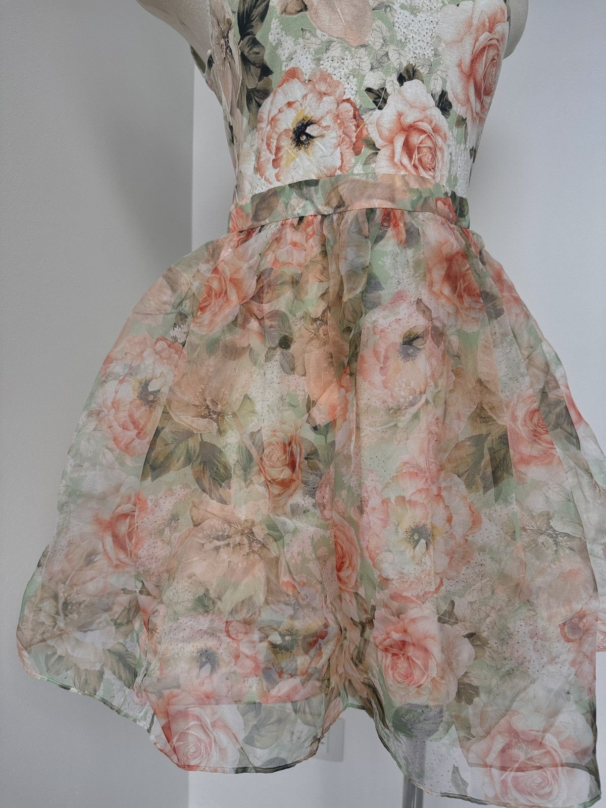 Alice + Olivia × Designer ALICE + OLIVIA Chara Floral Chiffon Mini Dress Size M / US 6-8 / IT 42-44 - 9 Thumbnail