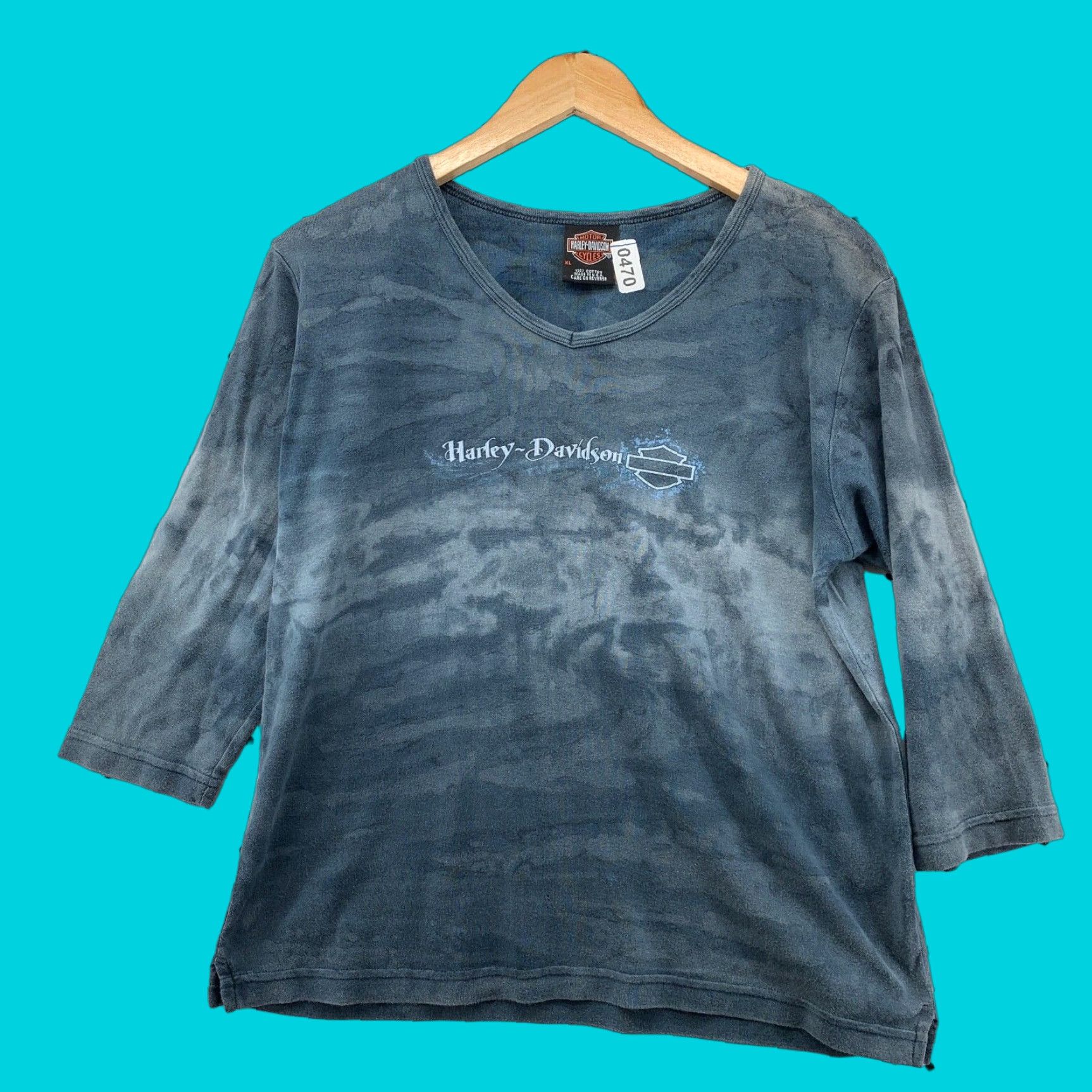 Harley Davidson VINTAGE Harley-Davidson XL Womens Top Blue Acid Wash Long Sleeve USA 21x24 Size XL / US 12-14 / IT 48-50 - 1 Thumbnail
