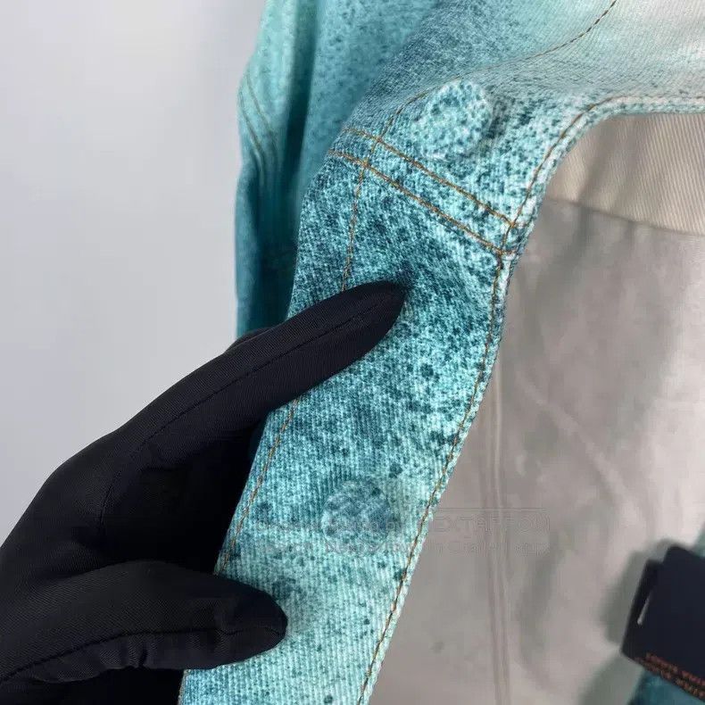 Louis Vuitton Louis Vuitton SS23 Broken Ice Blue Inkjet White Denim Jack Size US M / EU 48-50 / 2 - 9 Thumbnail