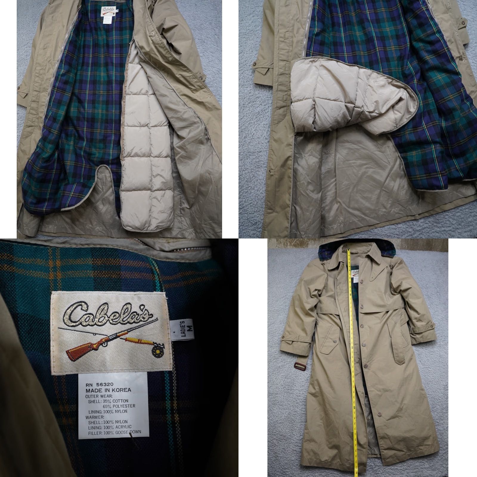 Vintage VINTAGE Cabela's Trench Coat Womens M Tan Goose Down Hooded Lined Jacket Flannel Wind-Resistant Pockets Long Shirt Size M / US 6-8 / IT 42-44 - 8 Thumbnail