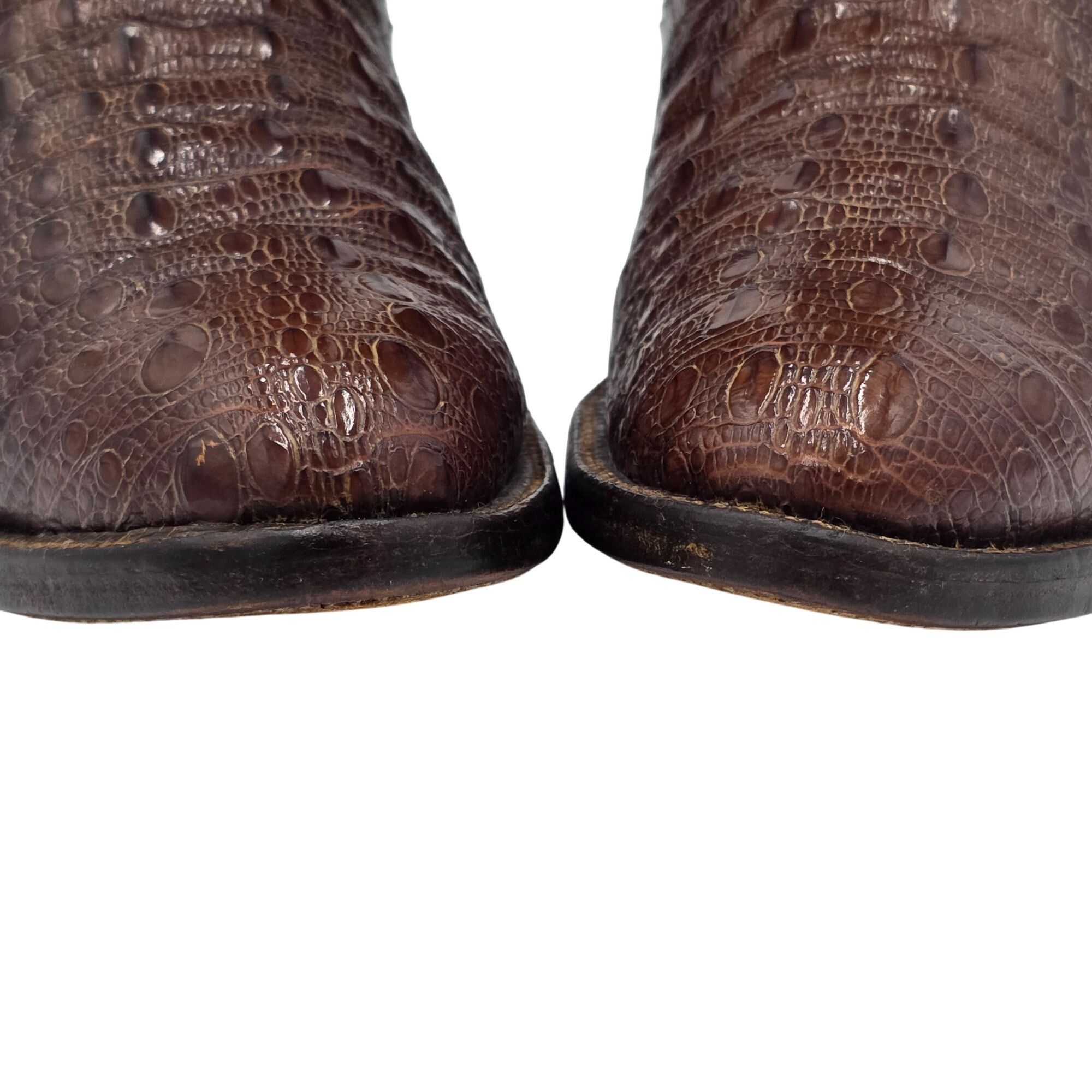 Tony Lama Vintage El Rey Tony Lama HBL Exotic Men 9D Brown Cowboy Boot Size US 9 / EU 42 - 13 Thumbnail