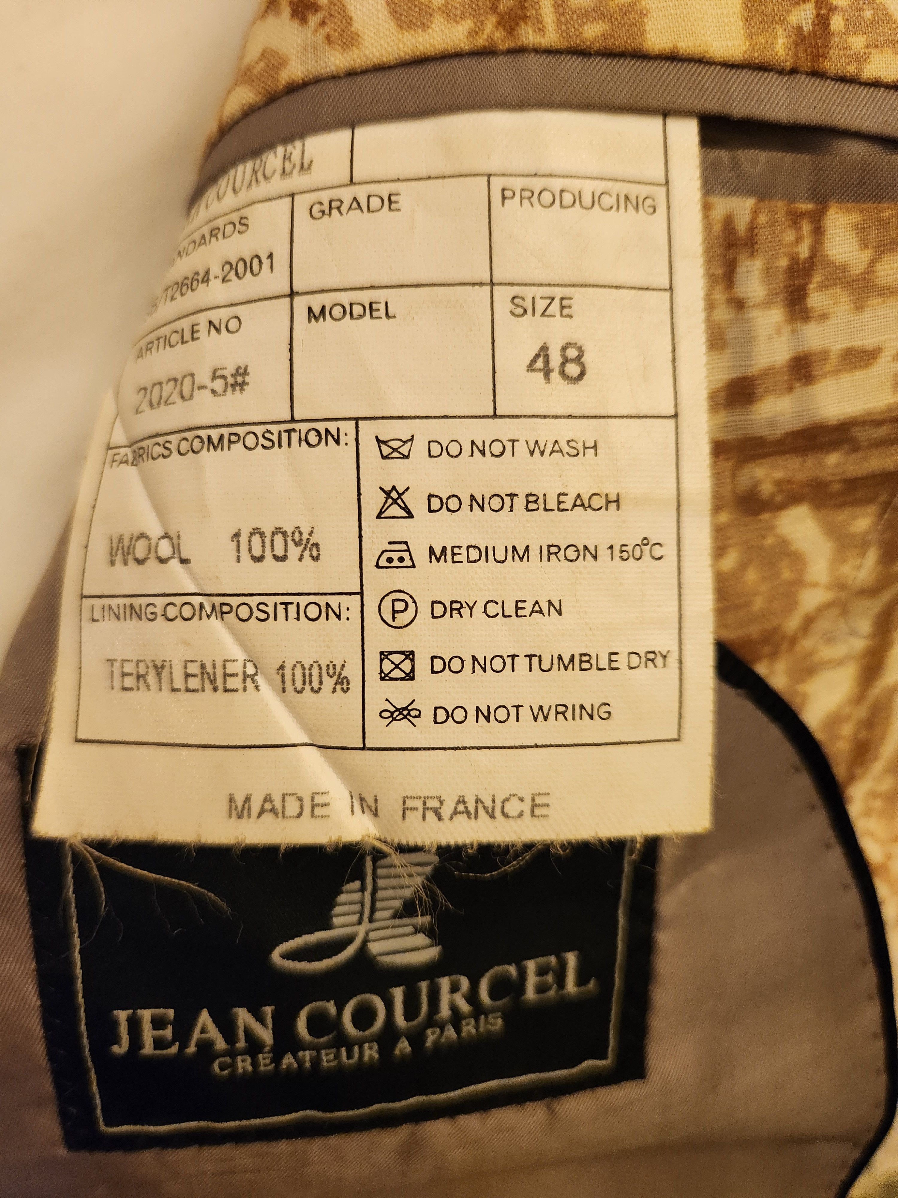 Other Jean Courcel 100% Wool Abstract Designed Men's Suit Size 38R - 4 Thumbnail