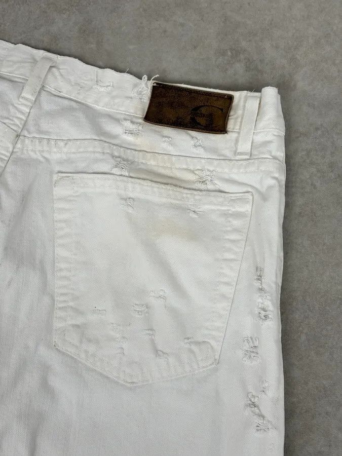 Just Cavalli SS2004 Cavalli Distressed White Denim Jeans Size US 32 / EU 48 - 8 Thumbnail