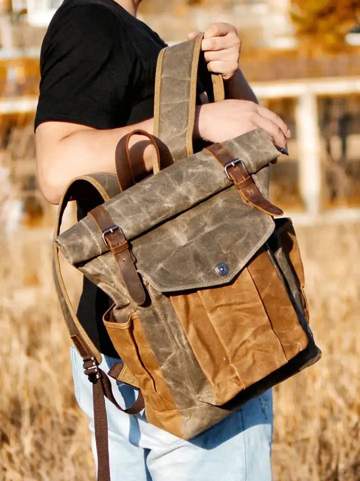 Leather Canvas Leather Travel Backpack Size ONE SIZE - 2 Thumbnail
