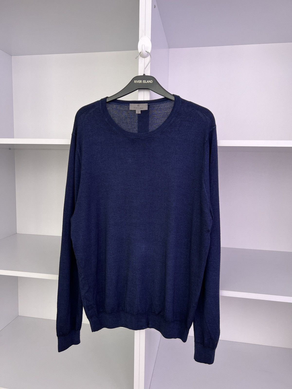 Canali × Designer × Vintage Vintage Canali Wool Navy Jumper Size US L / EU 52-54 / 3 - 5 Thumbnail