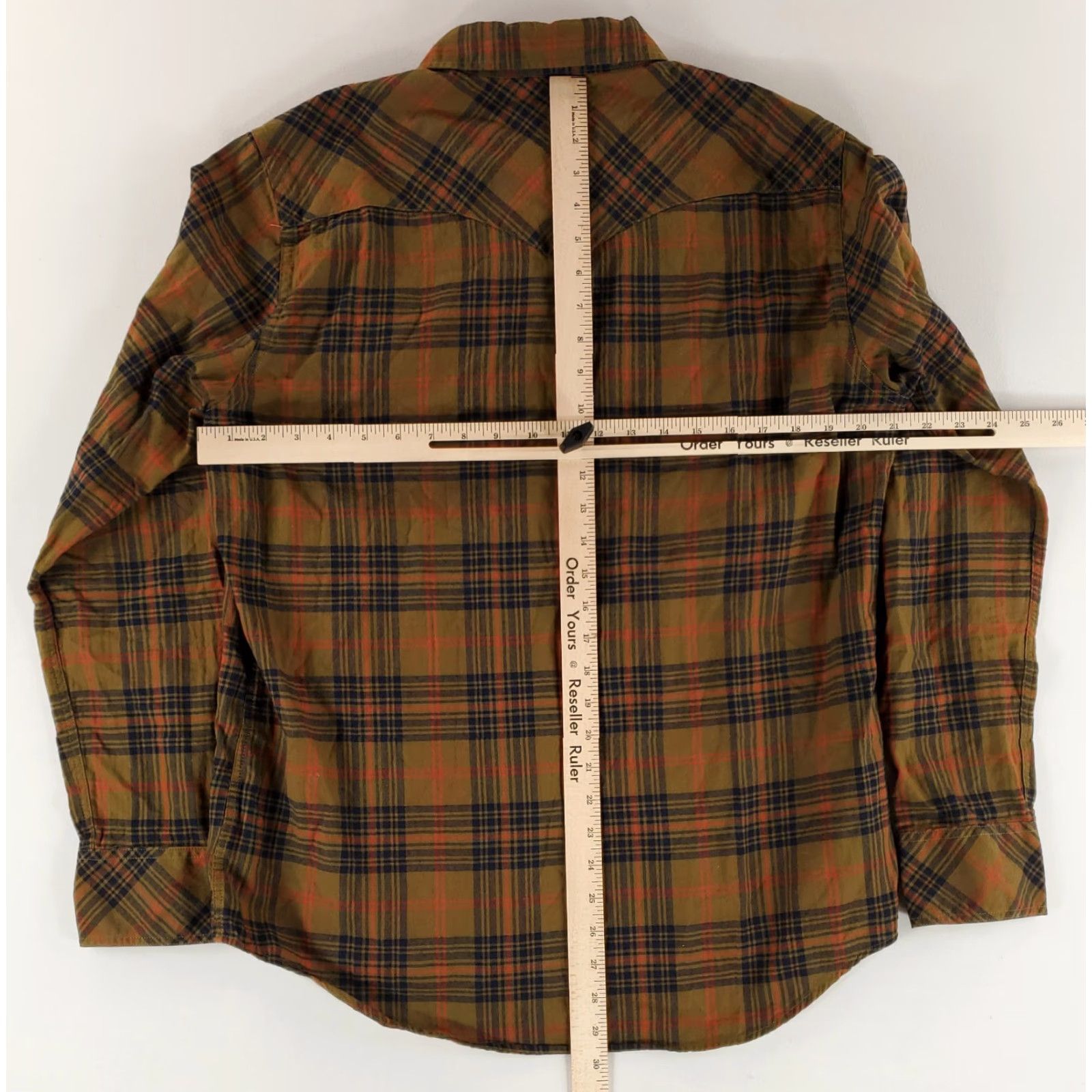 Tecovas VINTAGE Tecovas Pearl Snap Shirt Brown Blue Orange Plaid Long Sleeve Mens L Size US L / EU 52-54 / 3 - 6 Thumbnail