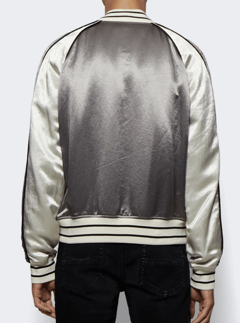 Amiri AMIRI PF22 Satin Souvenir Jacket – Silver/Ivory Size US M / EU 48-50 / 2 - 2 Thumbnail